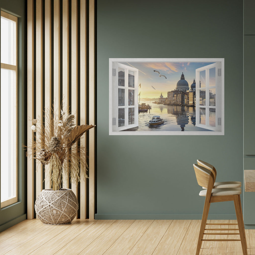 WINDOW TO VENICE Horizontales Poster zum Abziehen und Aufkleben