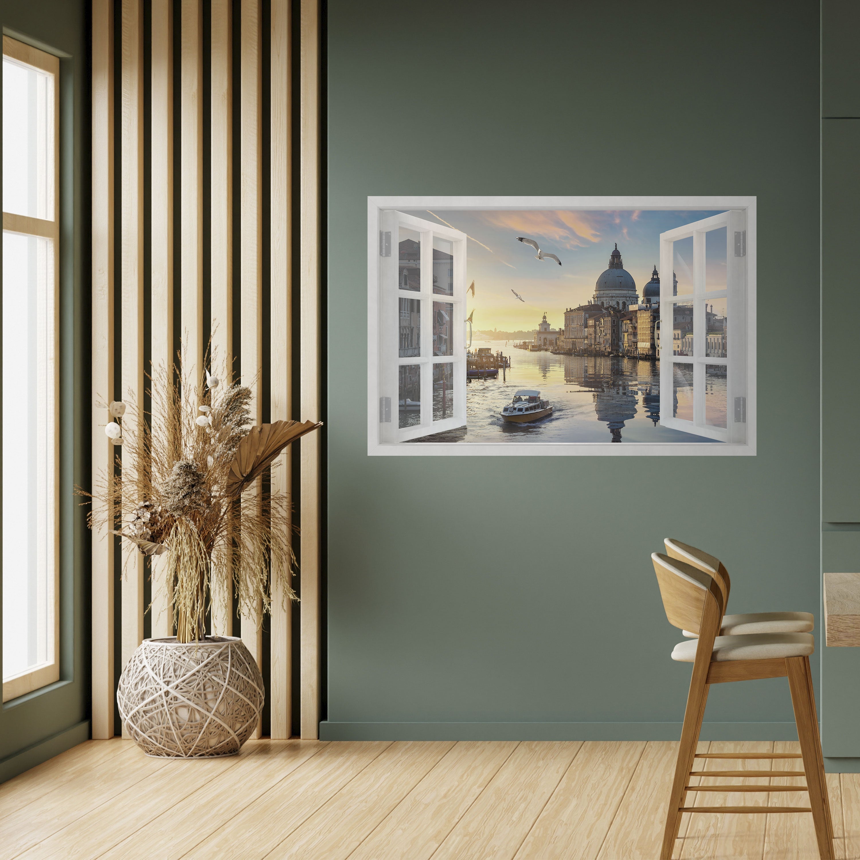 WINDOW TO VENICE Horizontales Poster zum Abziehen und Aufkleben