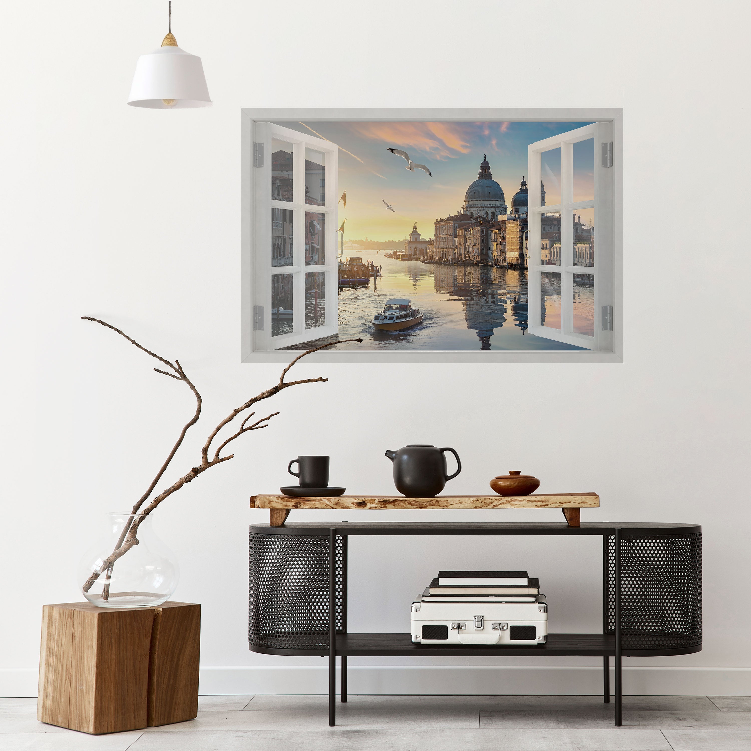 WINDOW TO VENICE Horizontales Poster zum Abziehen und Aufkleben