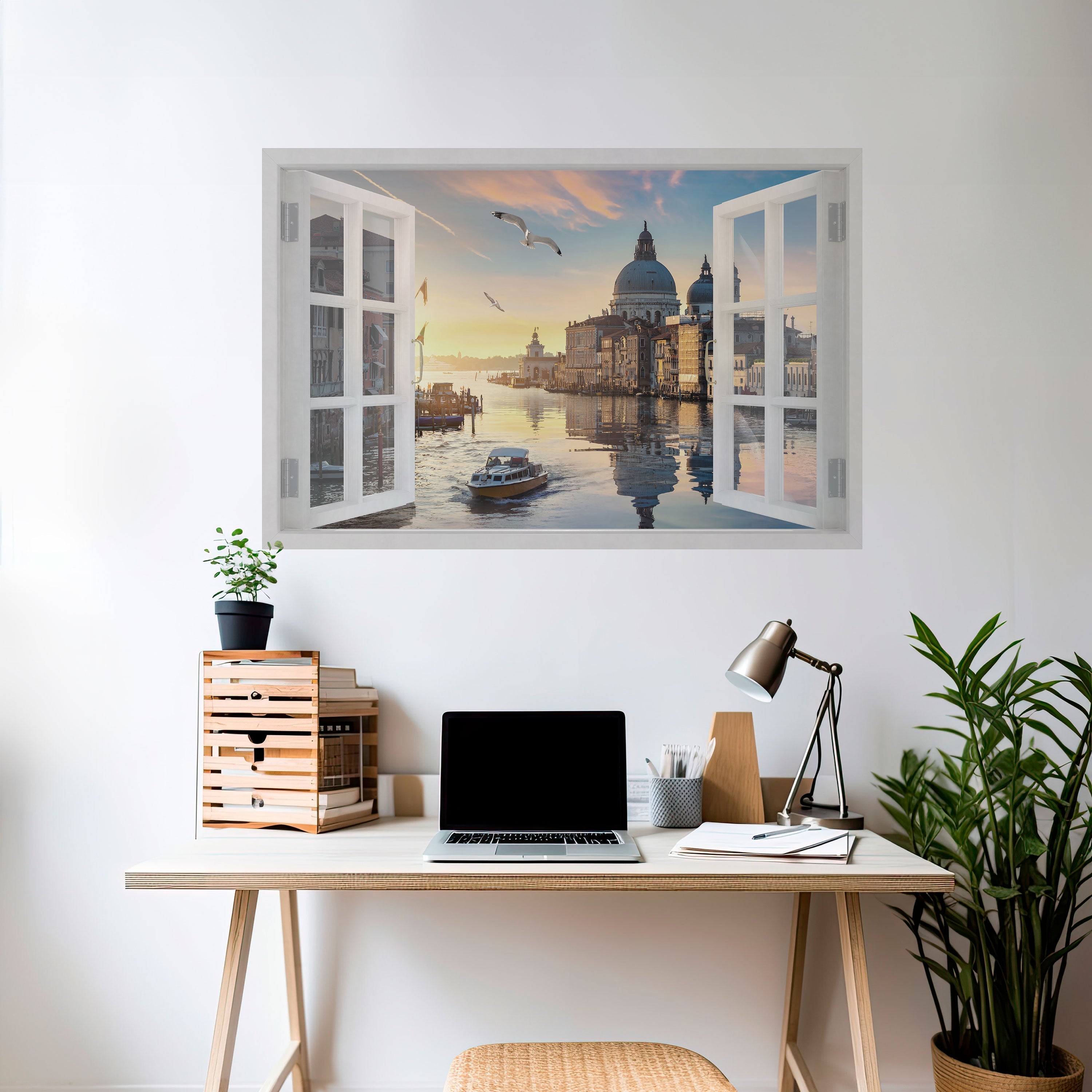 WINDOW TO VENICE Horizontales Poster zum Abziehen und Aufkleben