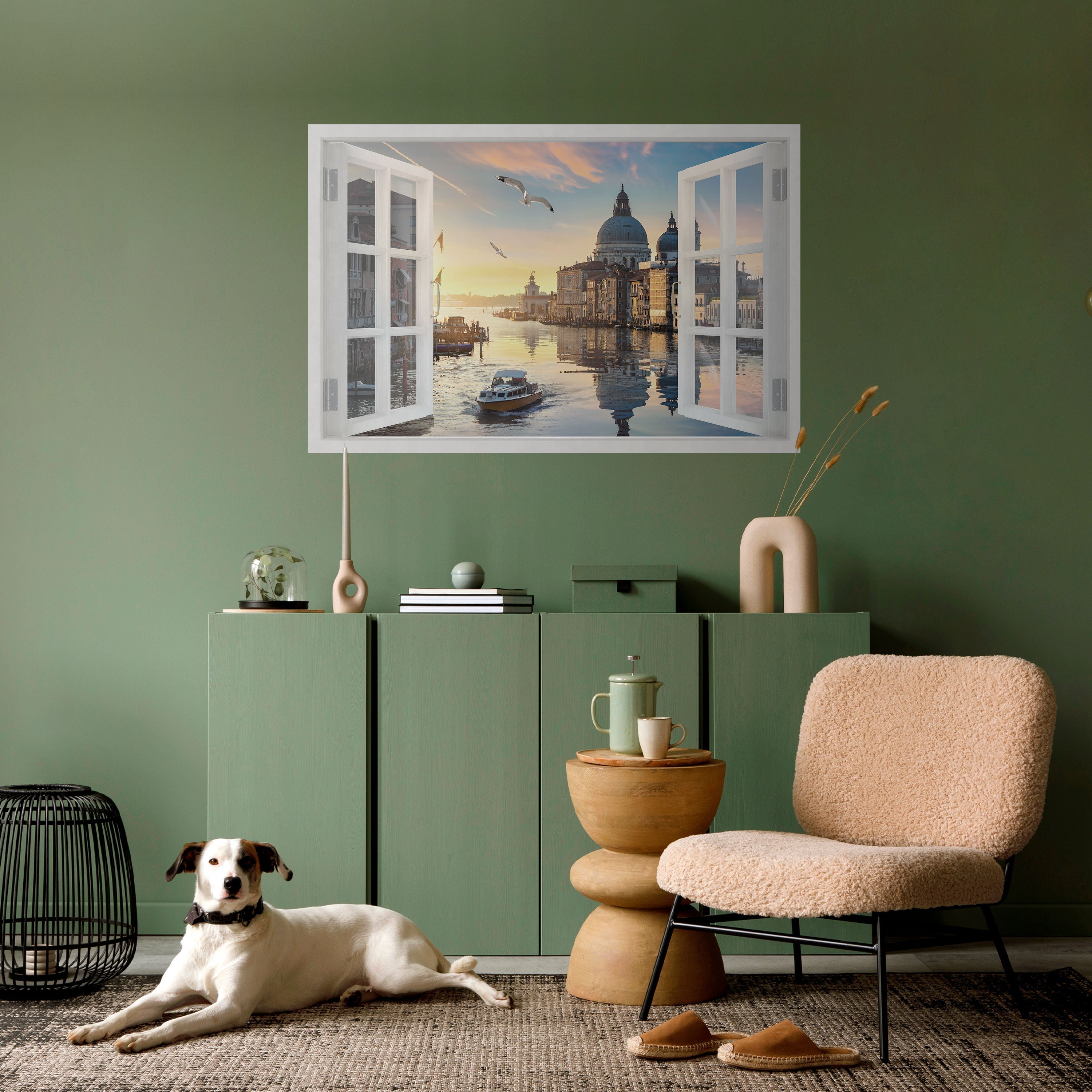 WINDOW TO VENICE Horizontales Poster zum Abziehen und Aufkleben