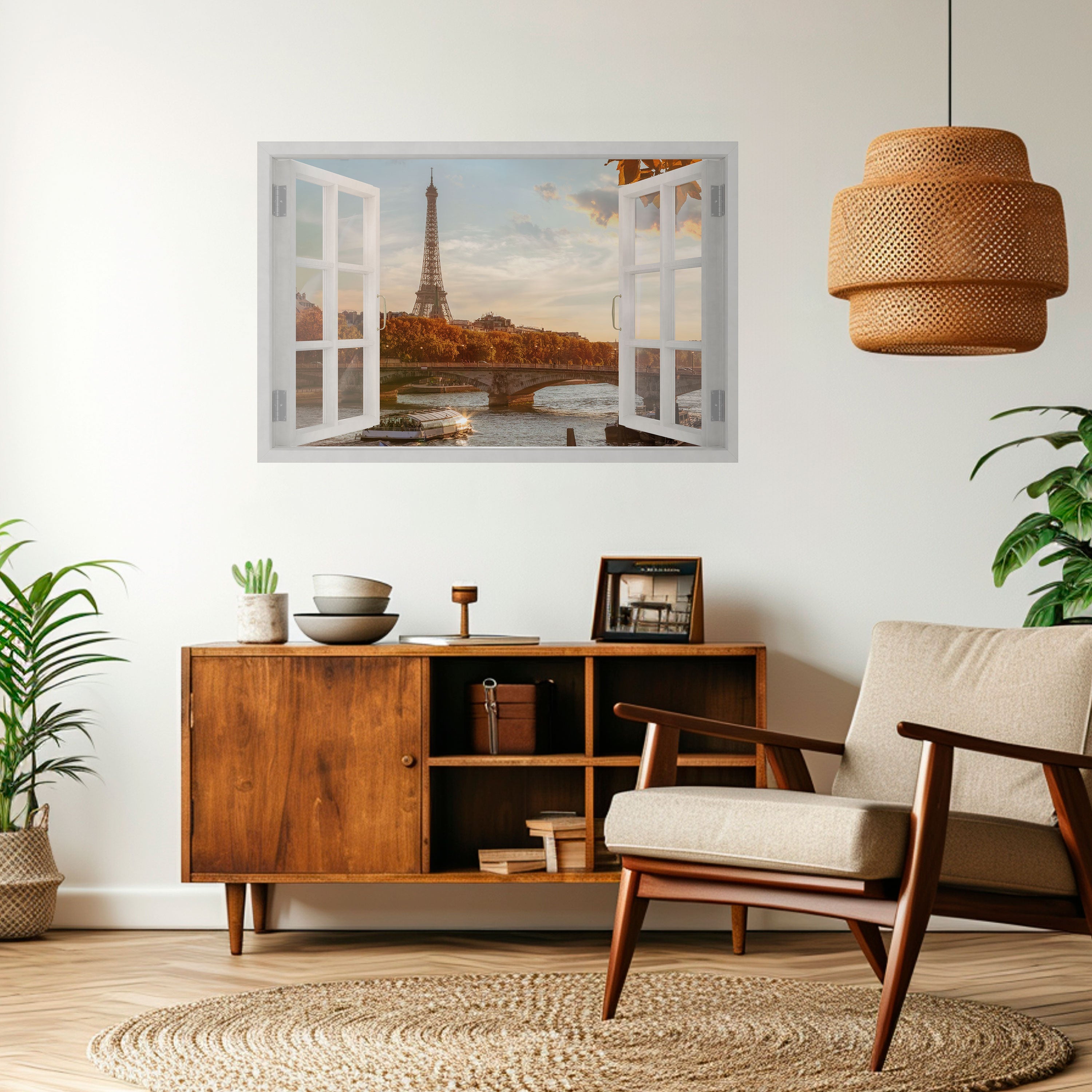 EIFFEL WINDOW WHISPERS Horizontales Poster zum Abziehen und Aufkleben