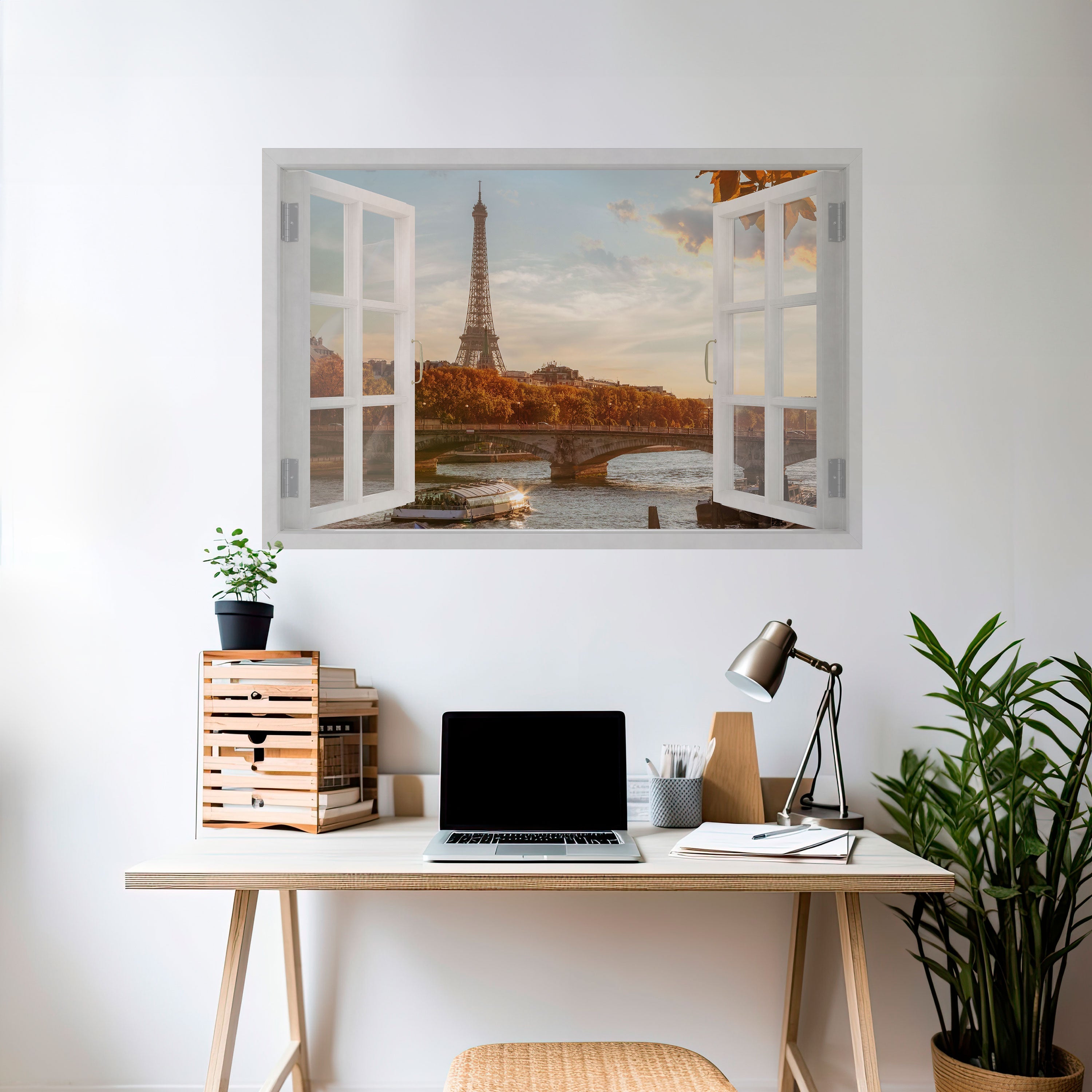 EIFFEL WINDOW WHISPERS Horizontales Poster zum Abziehen und Aufkleben