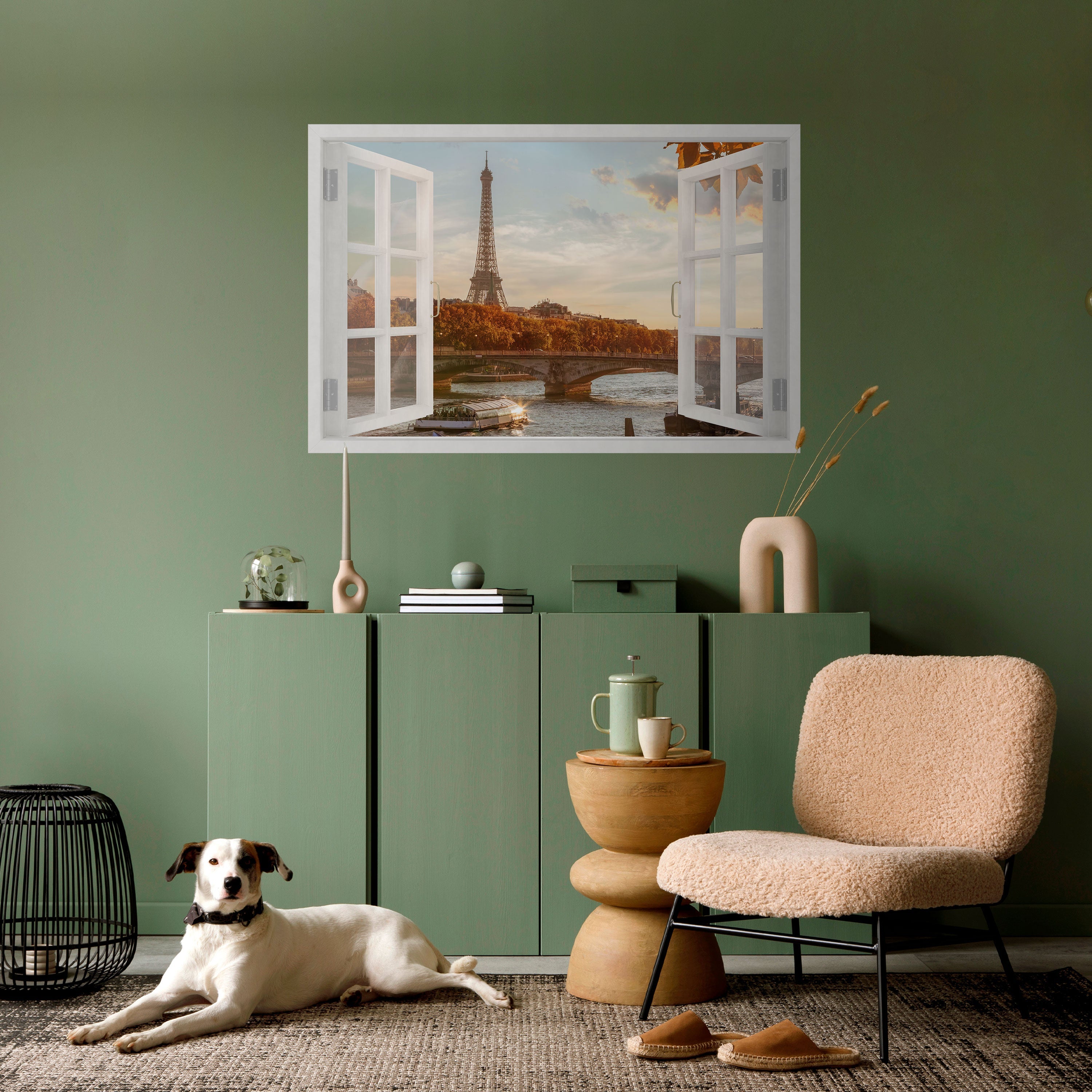 EIFFEL WINDOW WHISPERS Horizontales Poster zum Abziehen und Aufkleben