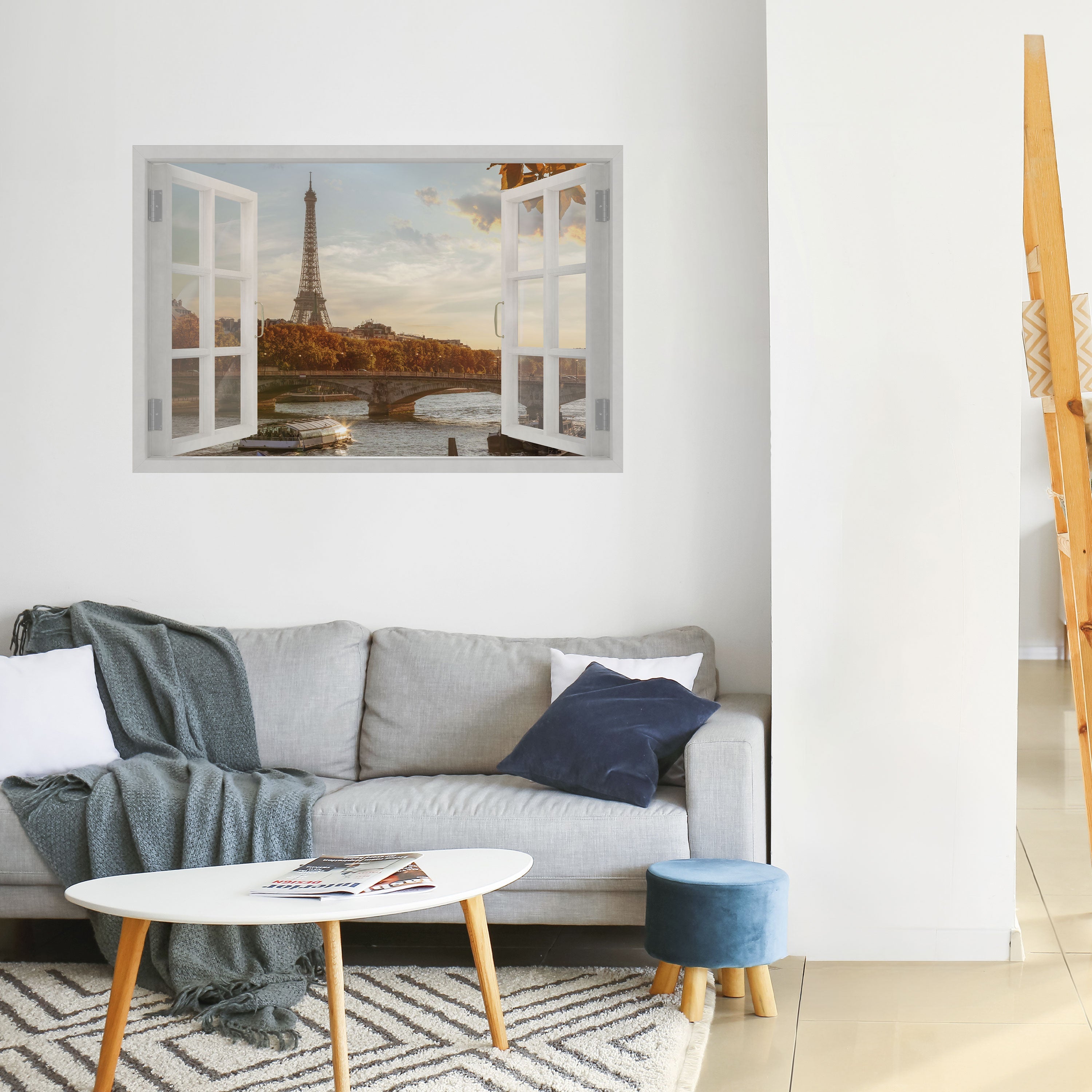 EIFFEL WINDOW WHISPERS Horizontales Poster zum Abziehen und Aufkleben