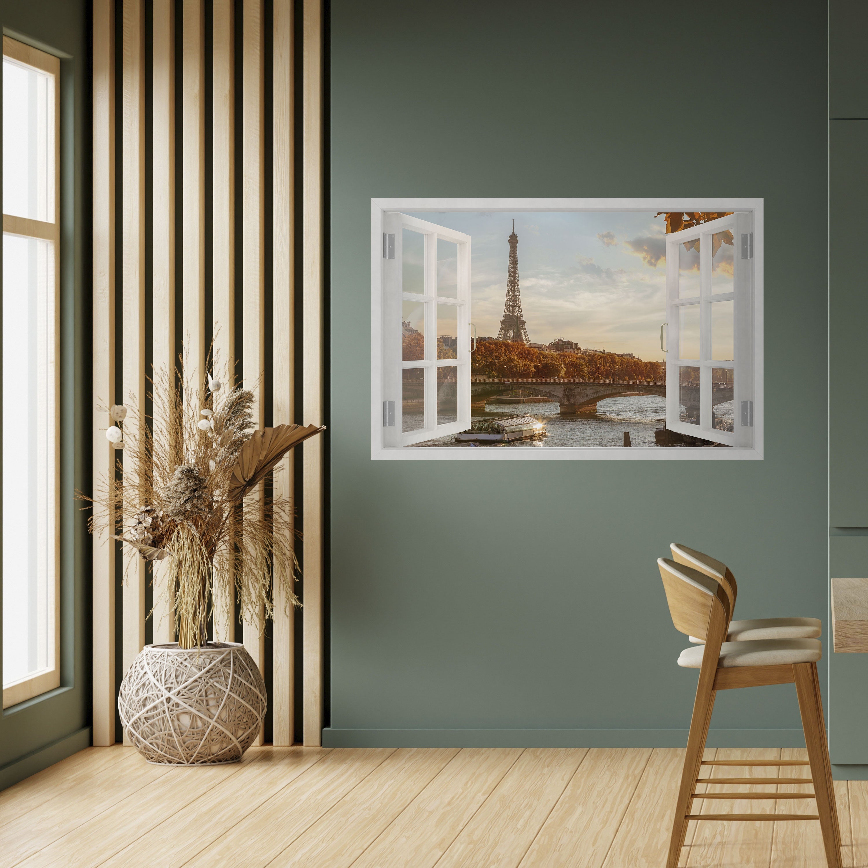 EIFFEL WINDOW WHISPERS Horizontales Poster zum Abziehen und Aufkleben