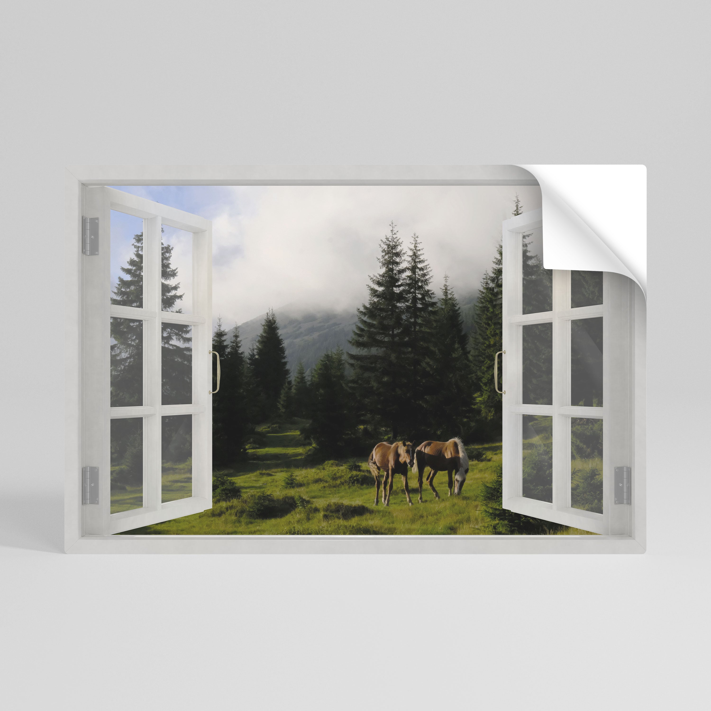 WINDOWS TO WANDER Selbstklebendes Horizontal-Poster