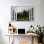 WINDOWS TO WANDER Selbstklebendes Horizontal-Poster