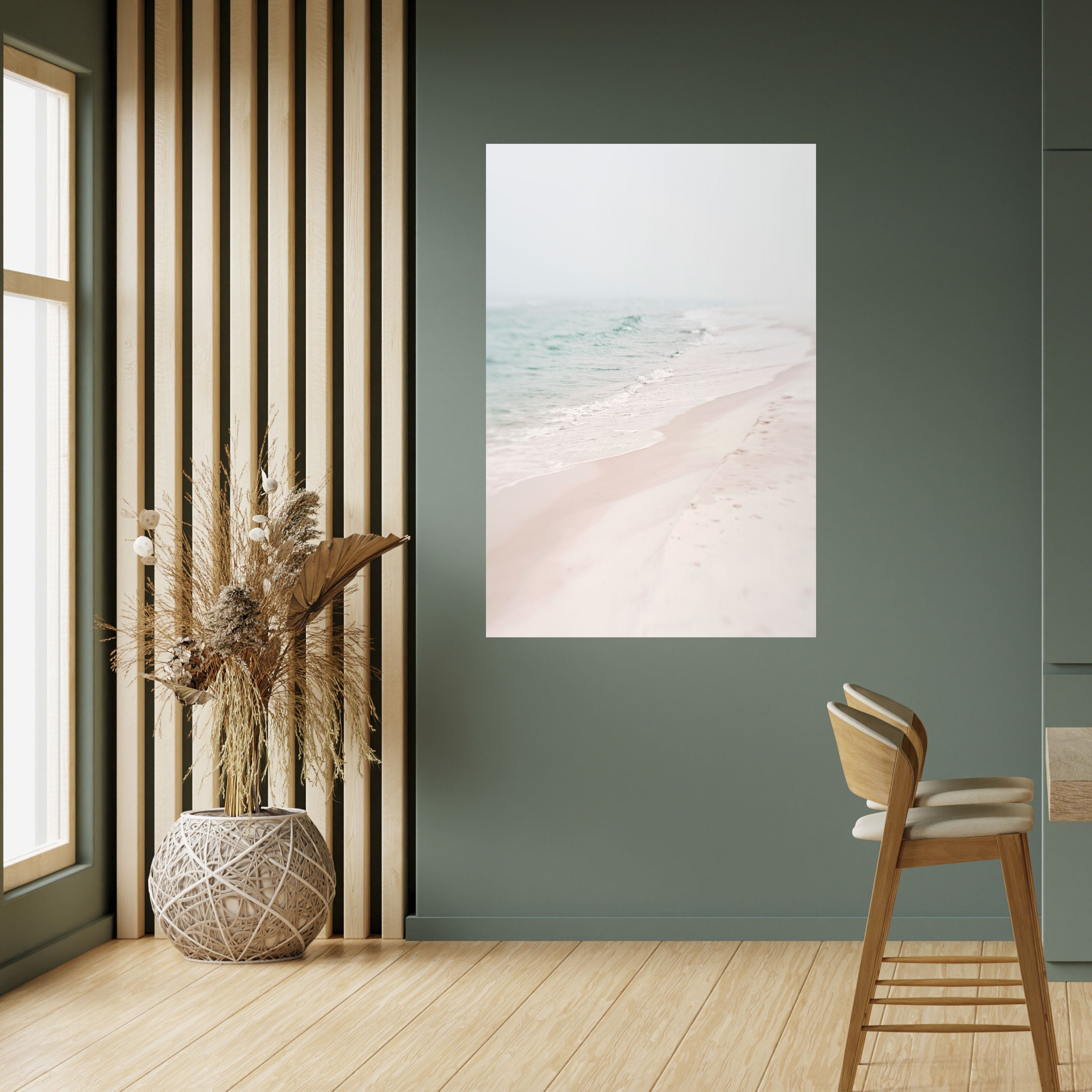 MISTY SHORELINE BLISS Vertikales Poster zum Abziehen und Aufkleben