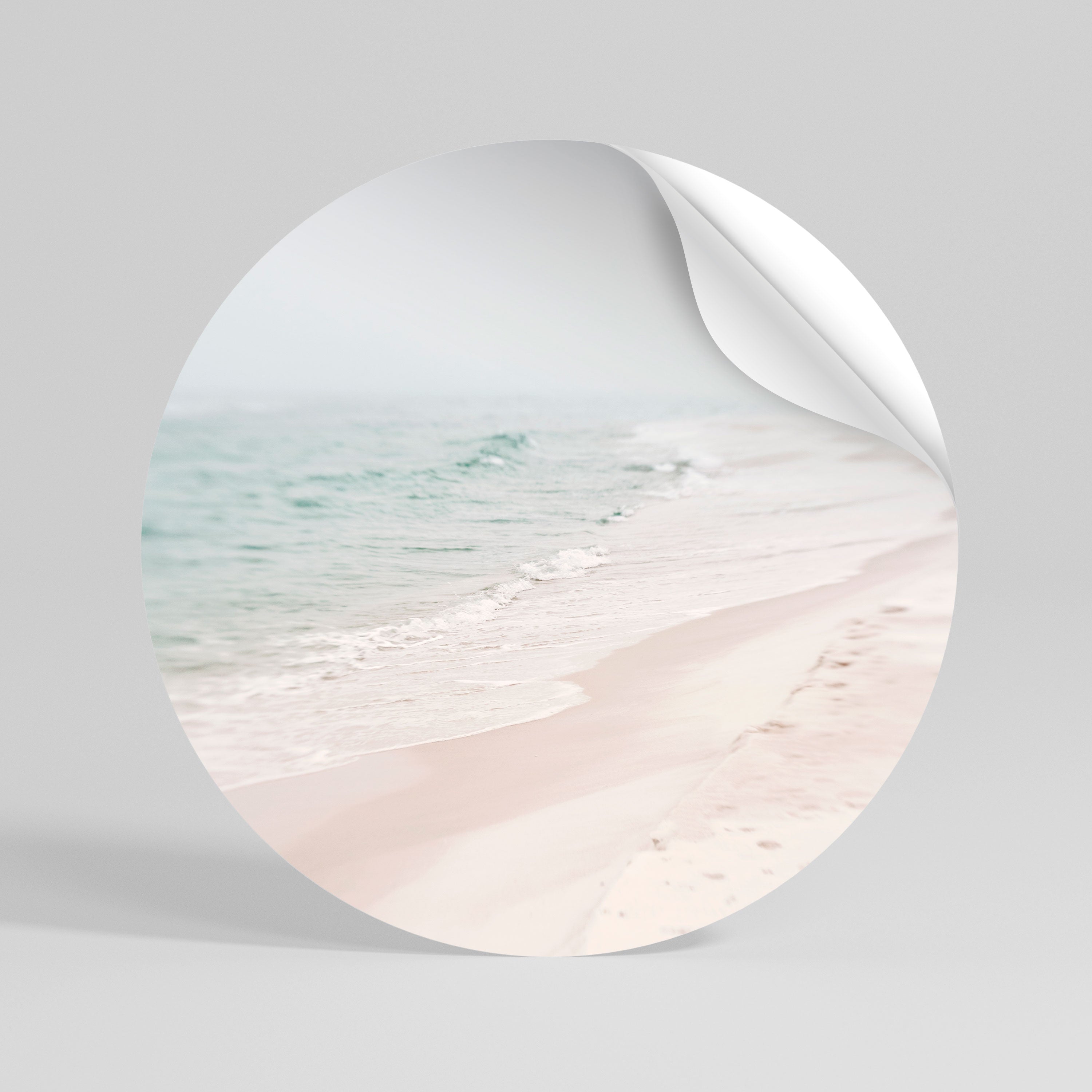 MISTY SHORELINE BLISS Peel and Stick Round Sticker