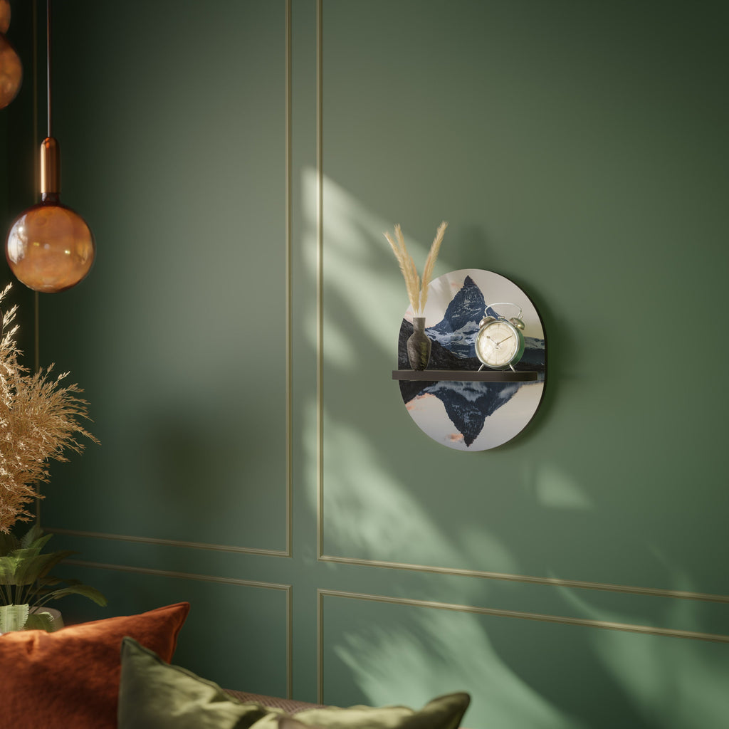 MEMORY OF MATTERHORN Oval Art Shelf In Black Finish