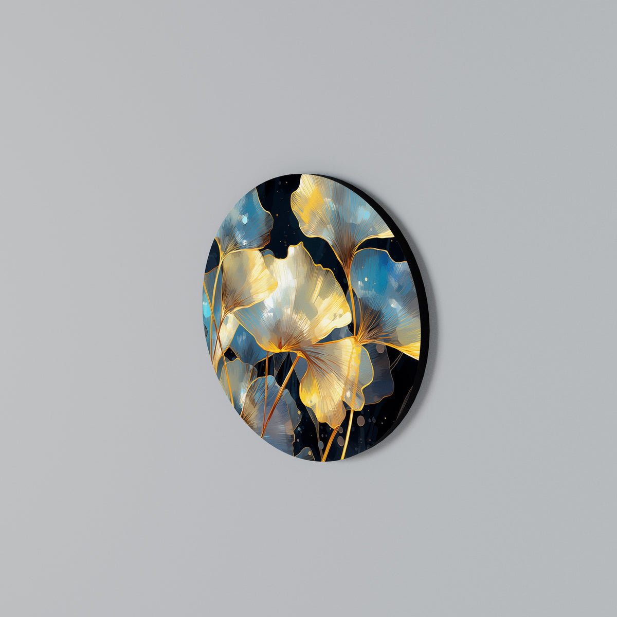 GLIMMERING GINKGO DREAMS Rundes Wandbild