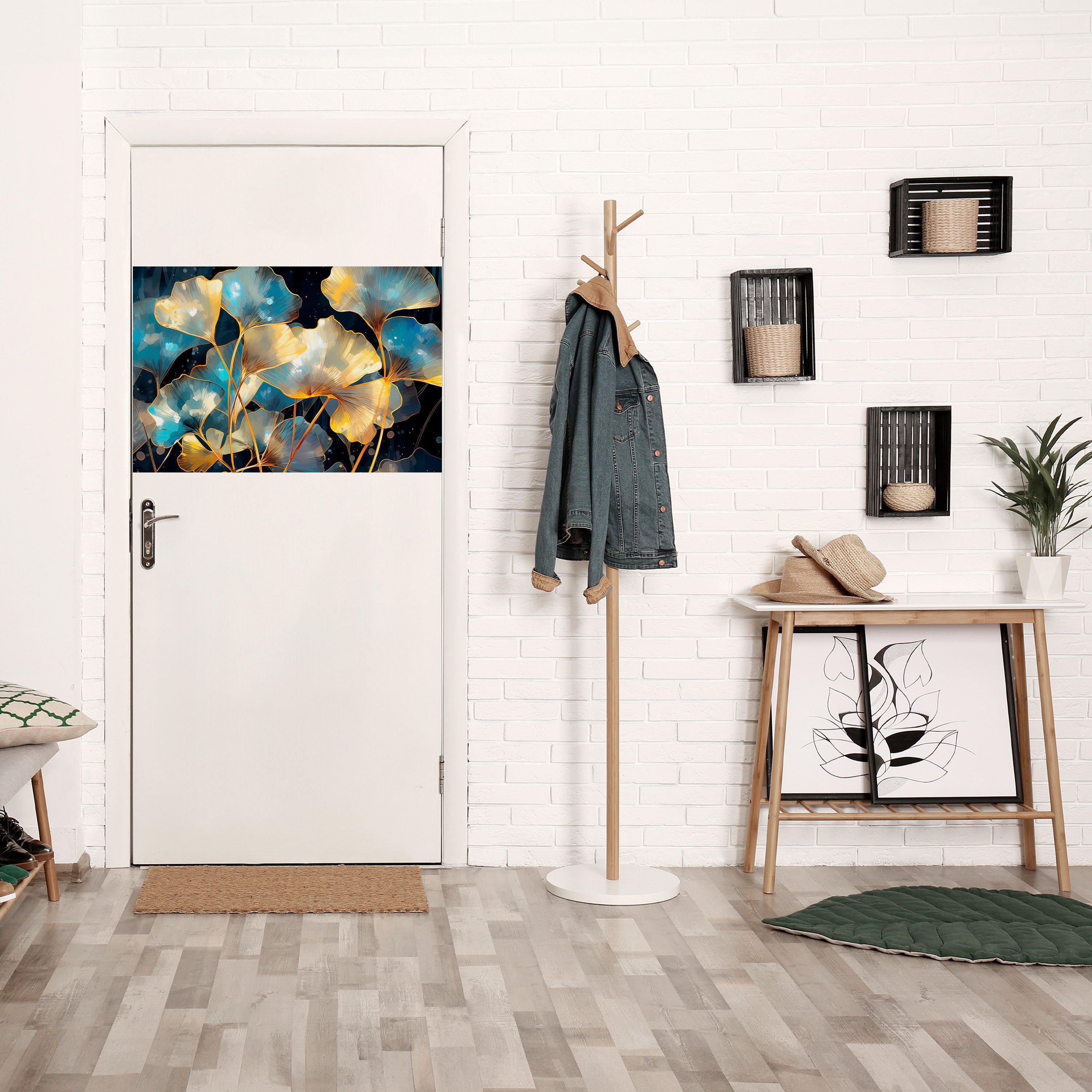 GLIMMERING GINKGO DREAMS Horizontales Poster zum Abziehen und Aufkleben