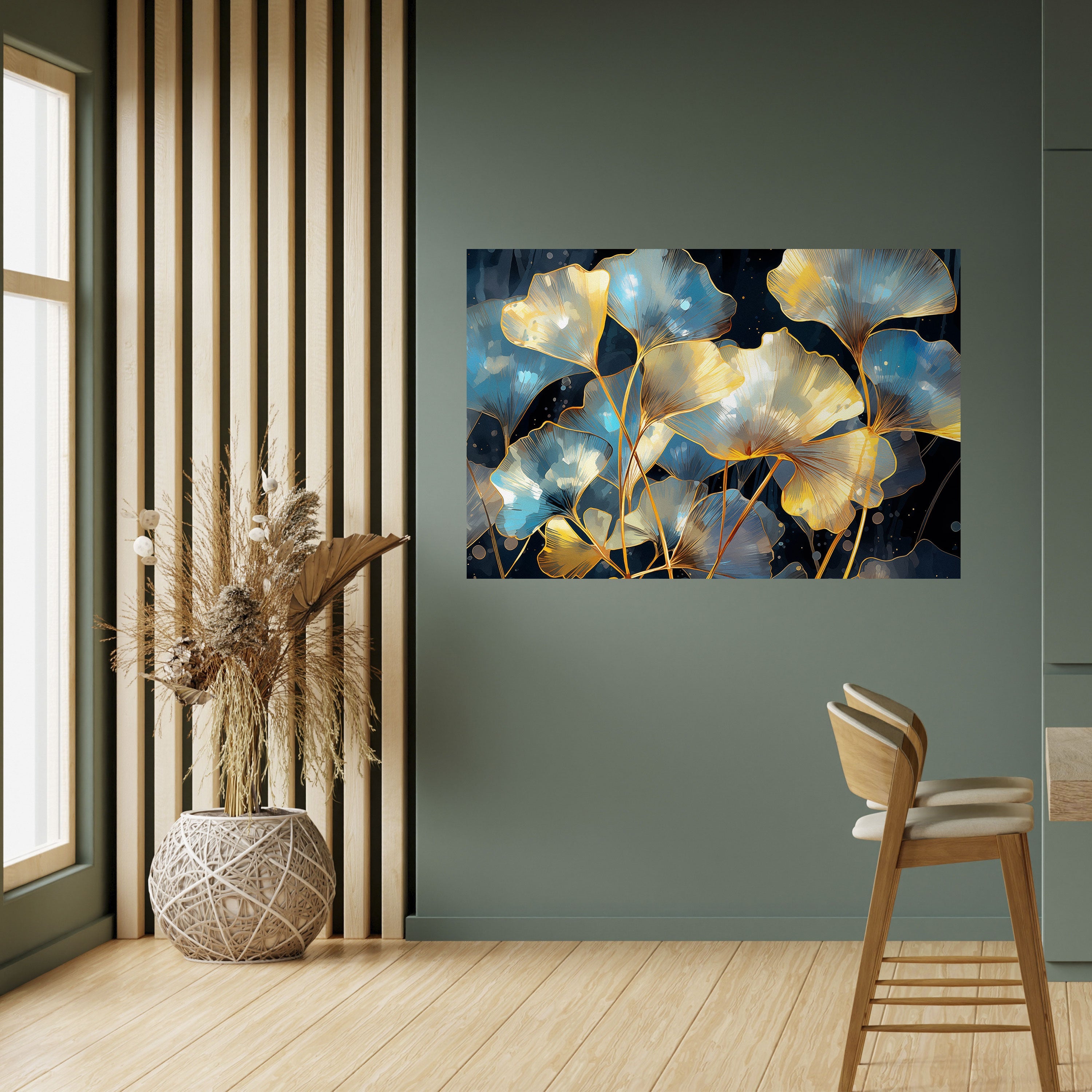 GLIMMERING GINKGO DREAMS Horizontales Poster zum Abziehen und Aufkleben
