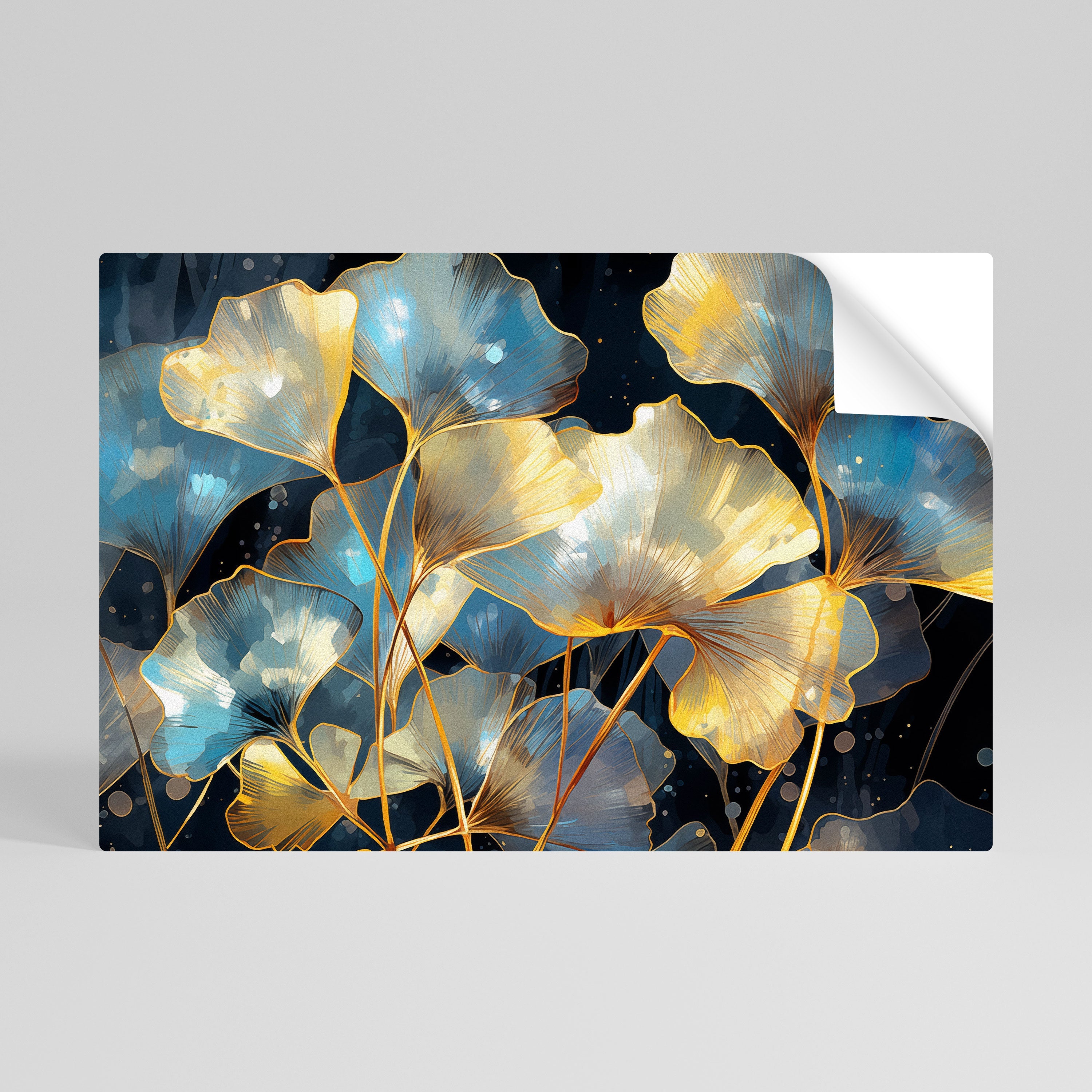 GLIMMERING GINKGO DREAMS Horizontales Poster zum Abziehen und Aufkleben