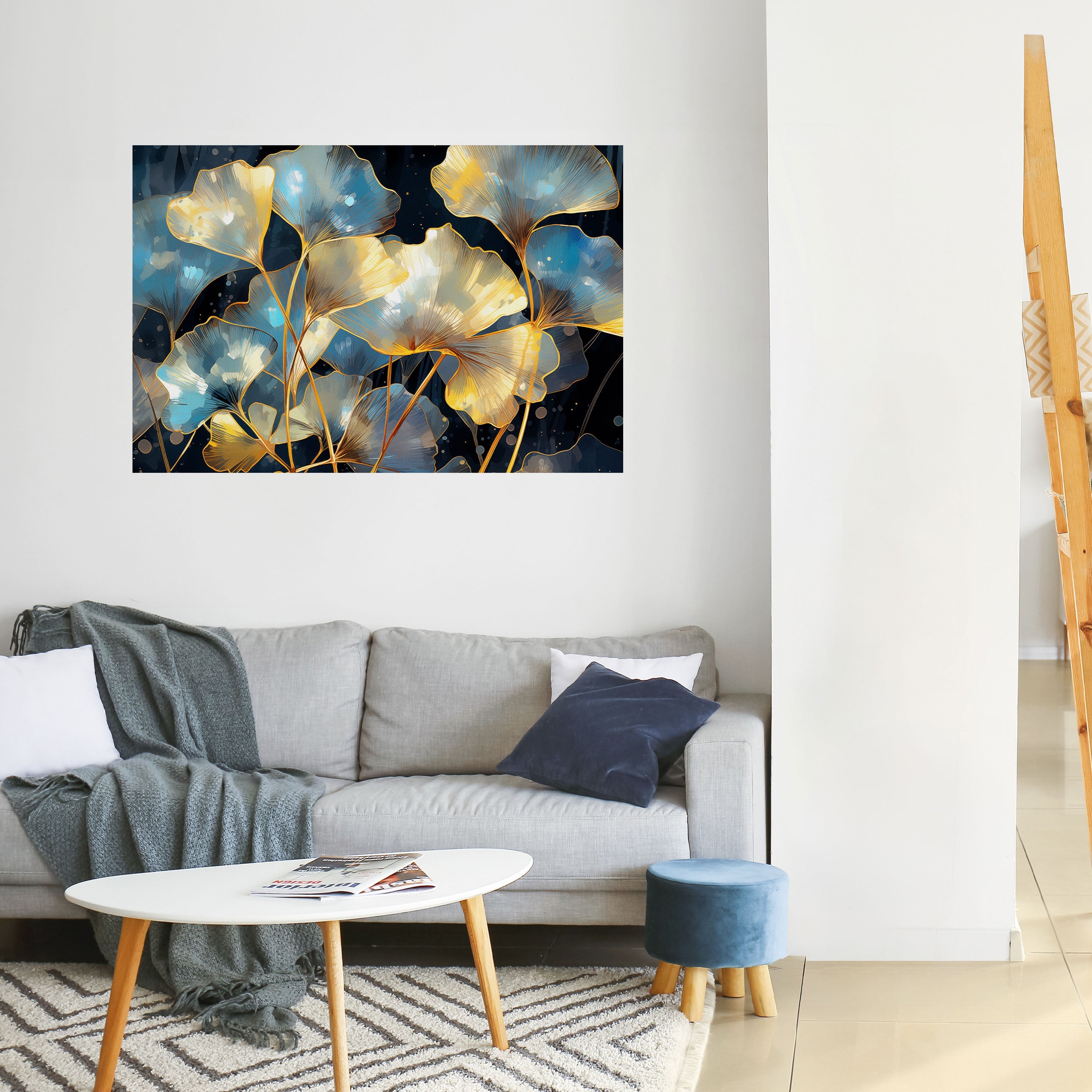 GLIMMERING GINKGO DREAMS Horizontales Poster zum Abziehen und Aufkleben