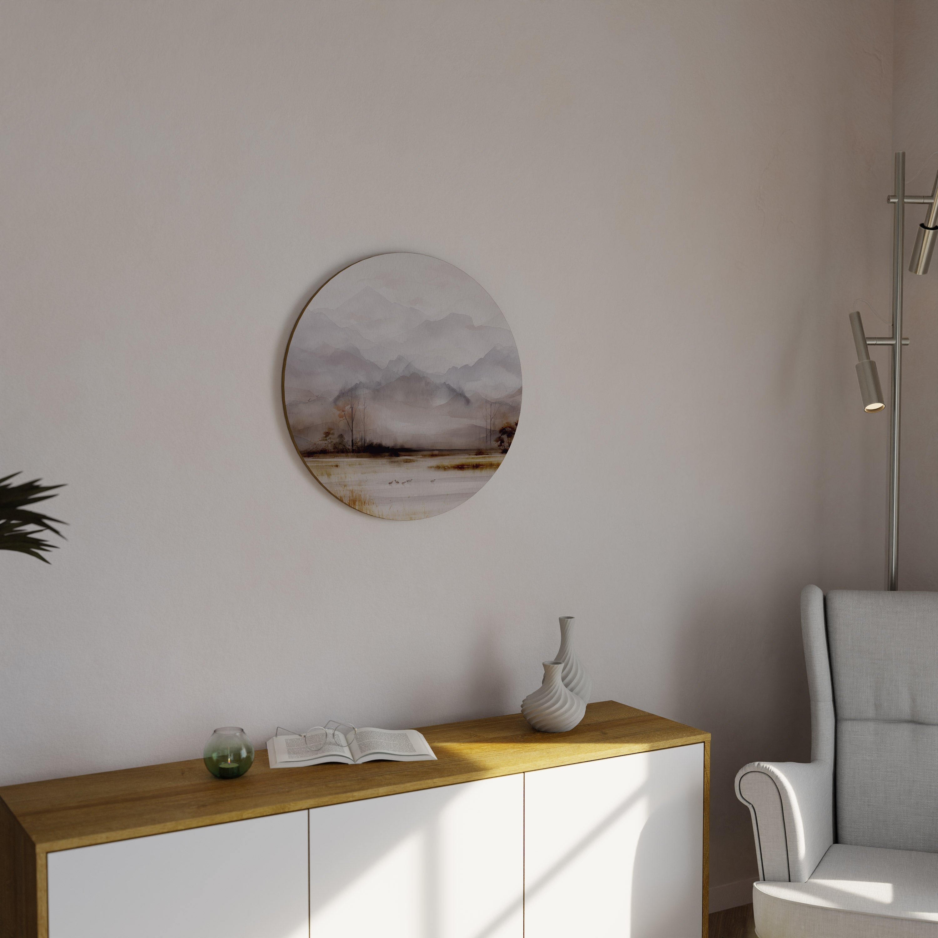 MISTY HORIZONS UNVEILED Runde Wanddekoration Ø 69 cm