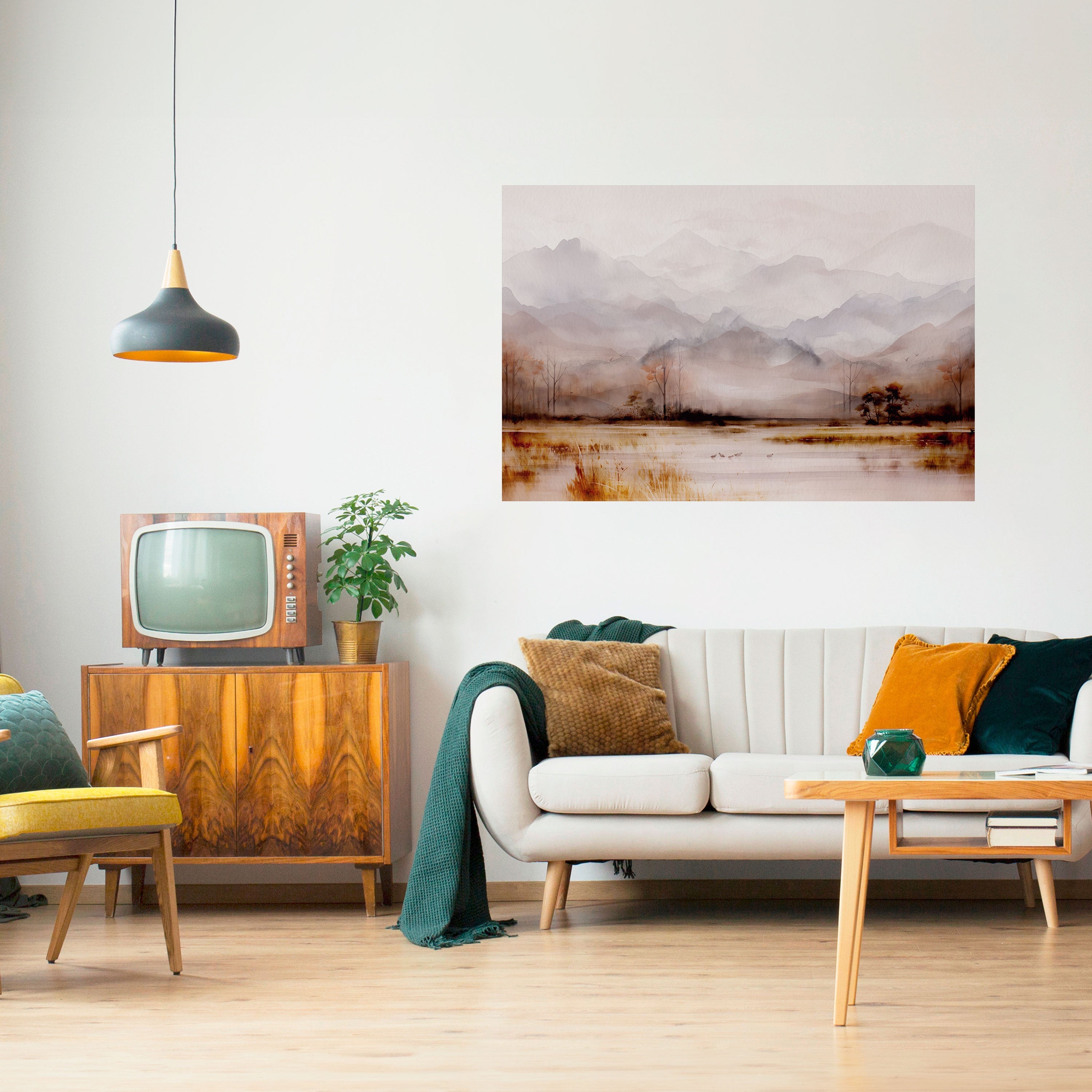 MISTY HORIZONS UNVEILED Horizontales Poster zum Abziehen und Aufkleben