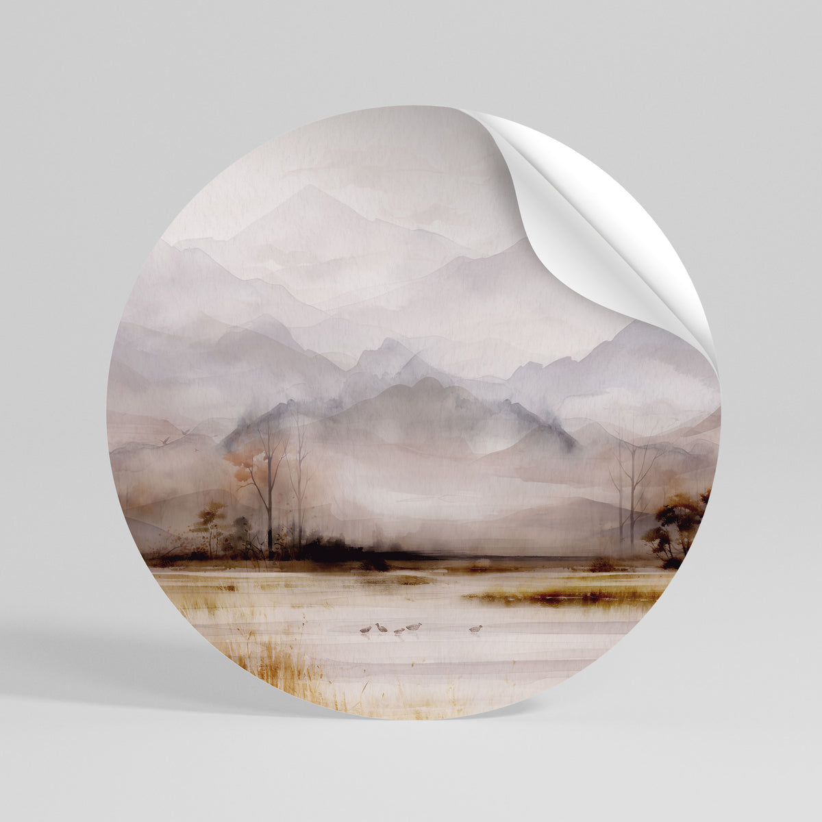 MISTY HORIZONS UNVEILED Runder Wandsticker zum Abziehen und Aufkleben