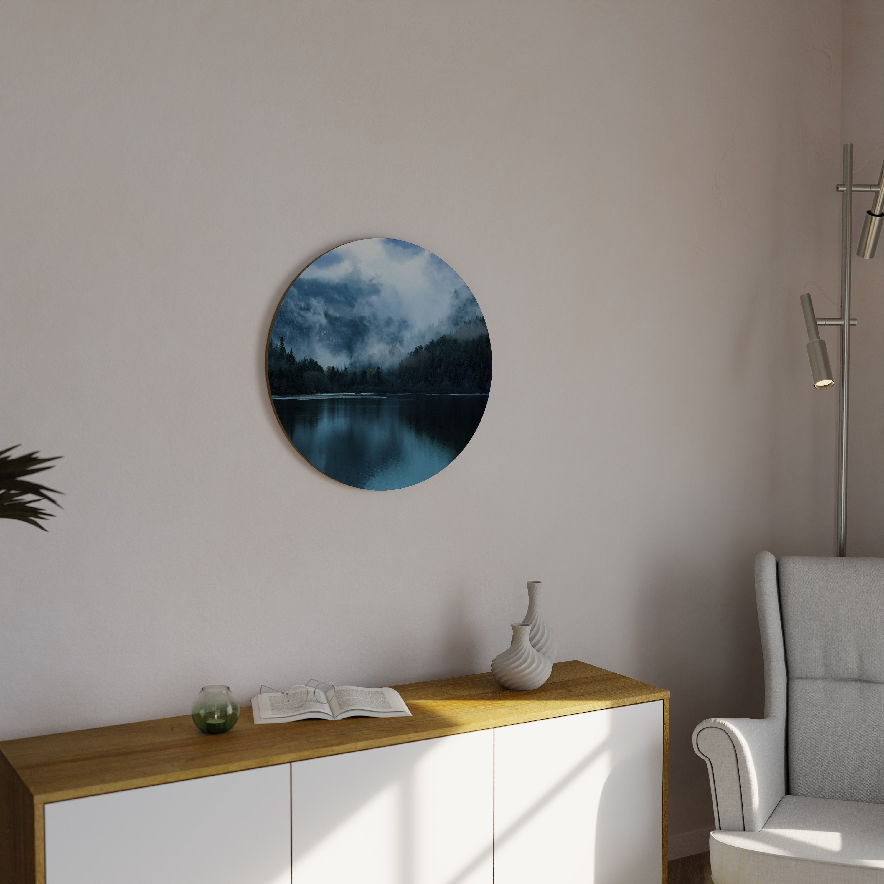 MYSTICAL MIST REFLECTIONS Runde Wanddekoration Ø 69 cm