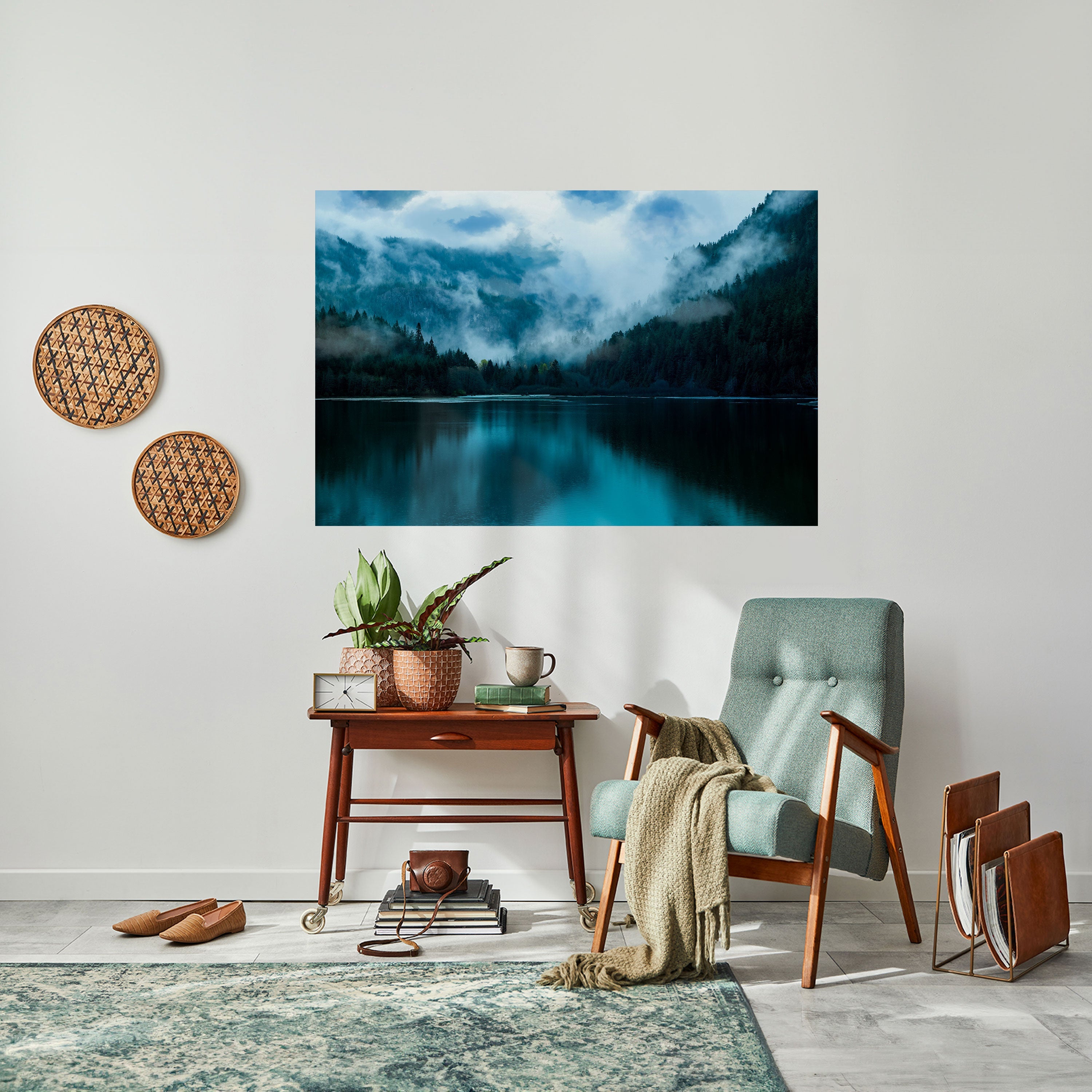 MYSTICAL MIST REFLECTIONS Horizontales Poster zum Abziehen und Aufkleben