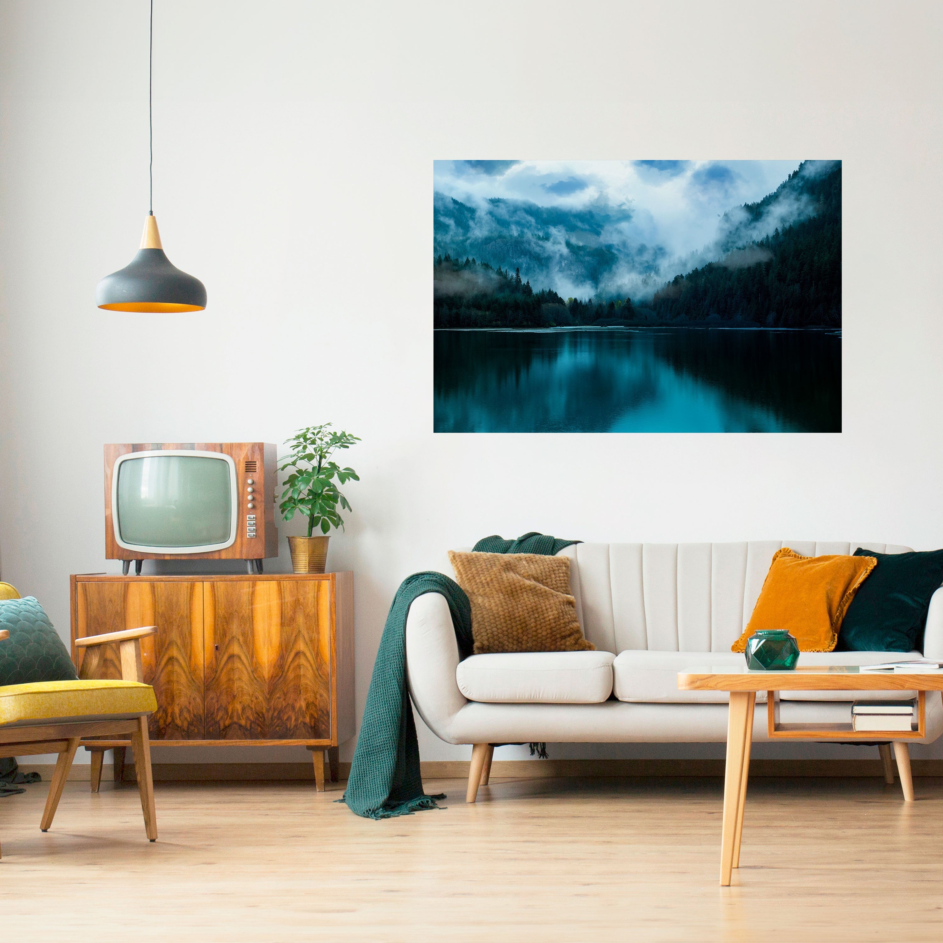 MYSTICAL MIST REFLECTIONS Horizontales Poster zum Abziehen und Aufkleben