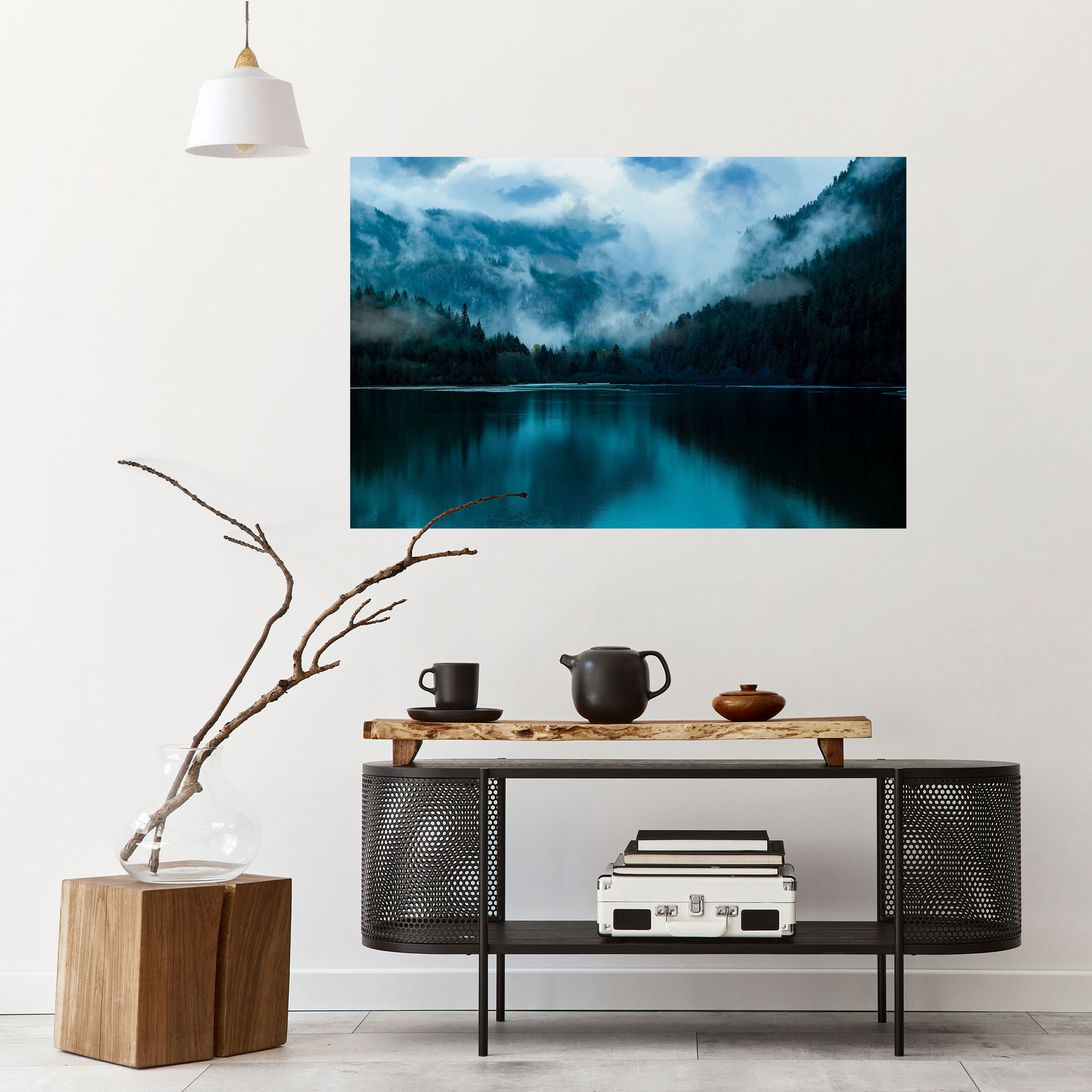 MYSTICAL MIST REFLECTIONS Horizontales Poster zum Abziehen und Aufkleben
