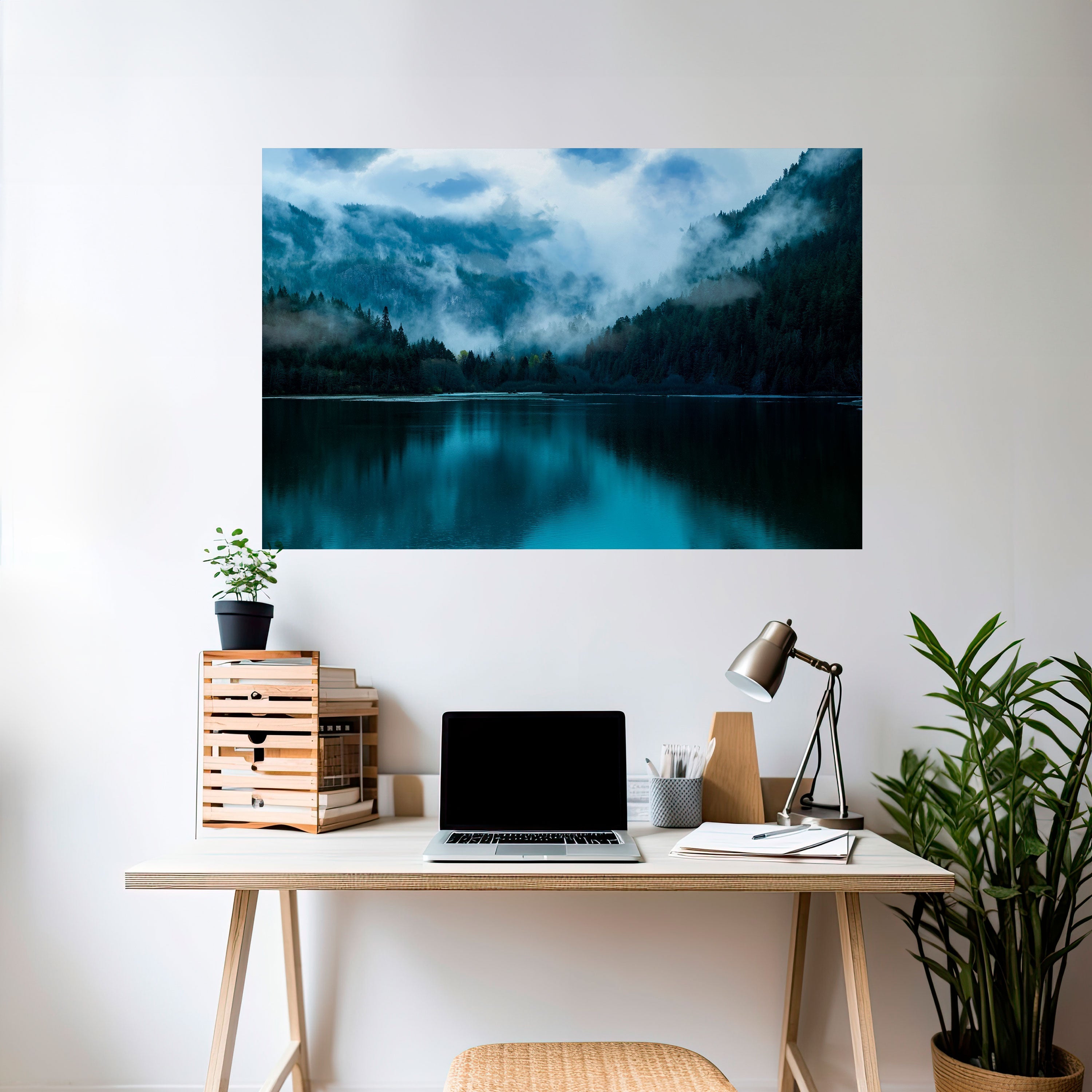 MYSTICAL MIST REFLECTIONS Horizontales Poster zum Abziehen und Aufkleben