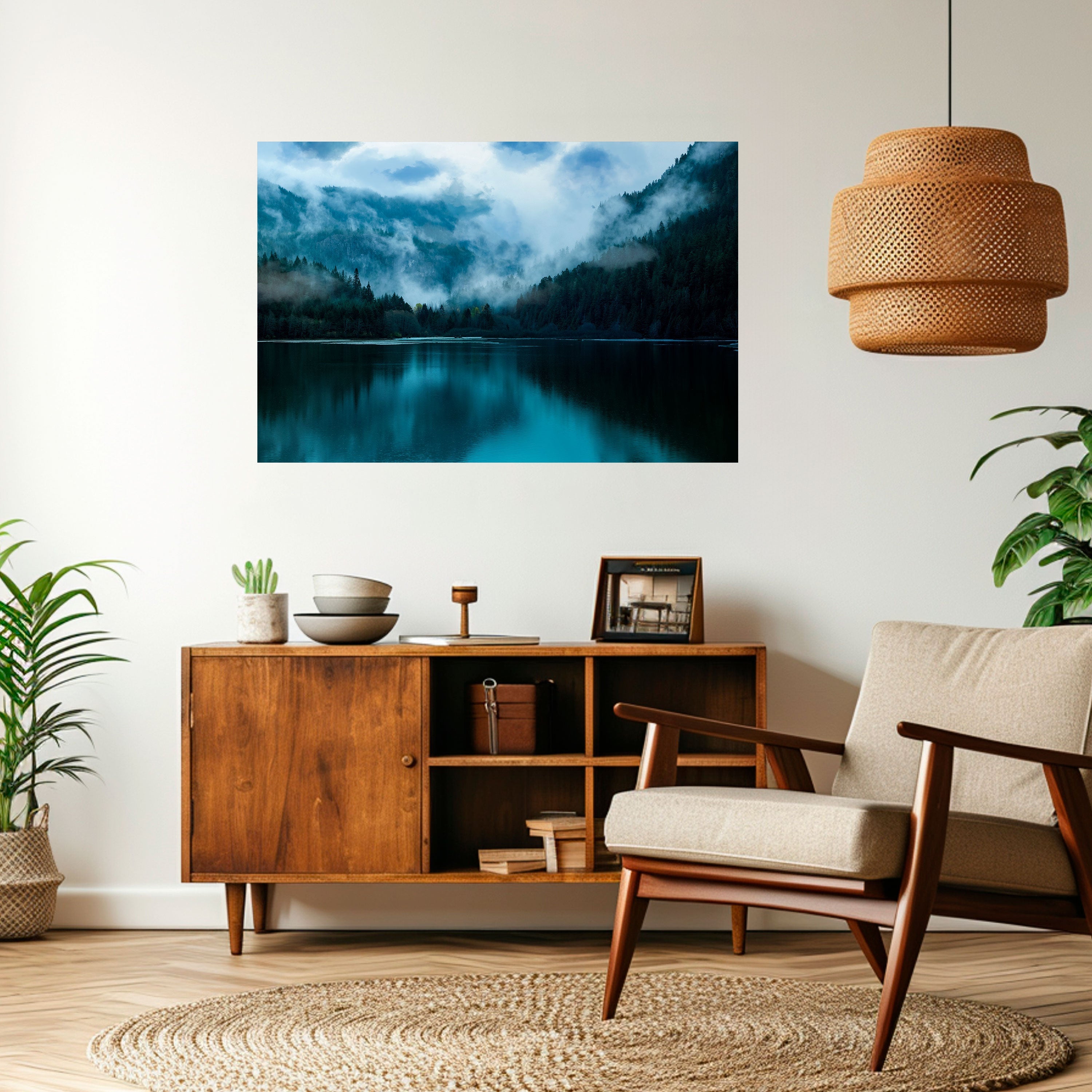MYSTICAL MIST REFLECTIONS Horizontales Poster zum Abziehen und Aufkleben