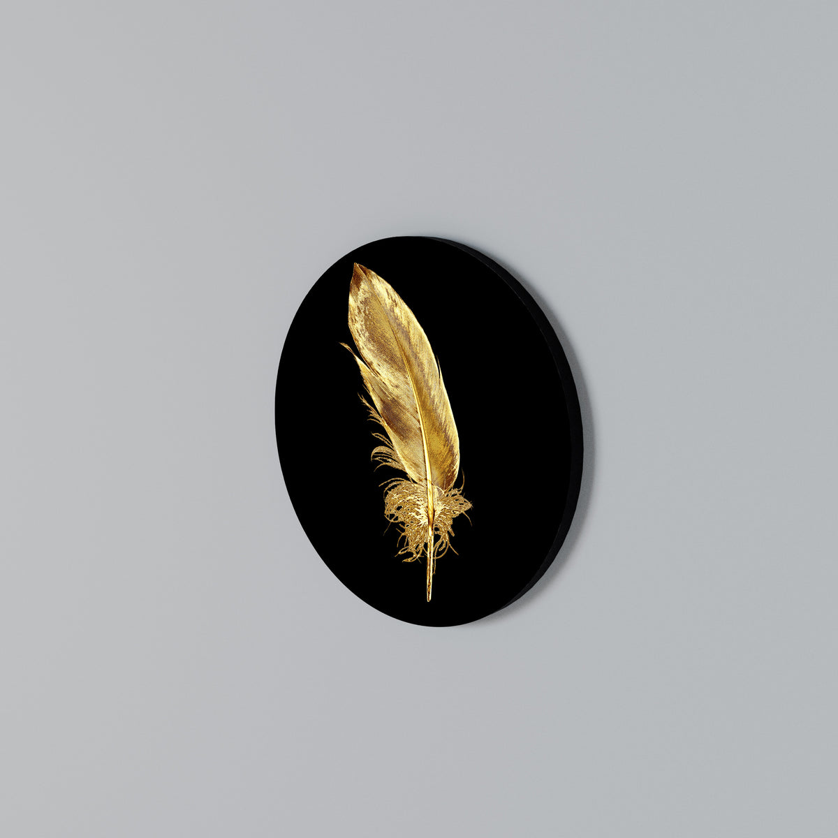 SHIMMERING FEATHER GRACE Rundes Wandbild