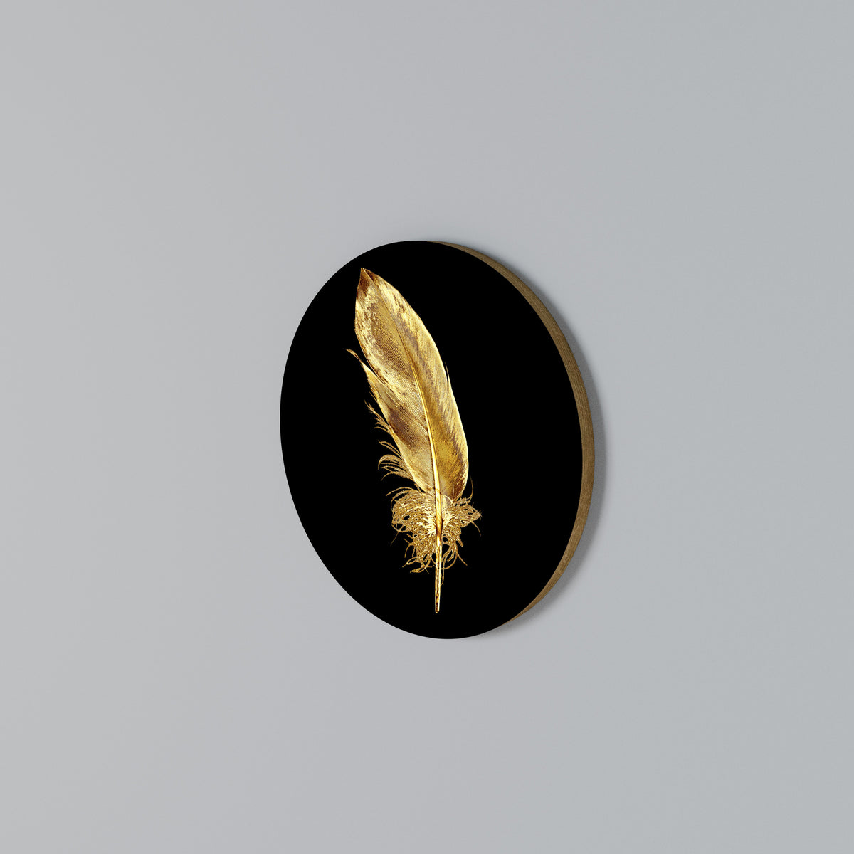 SHIMMERING FEATHER GRACE Rundes Wandbild