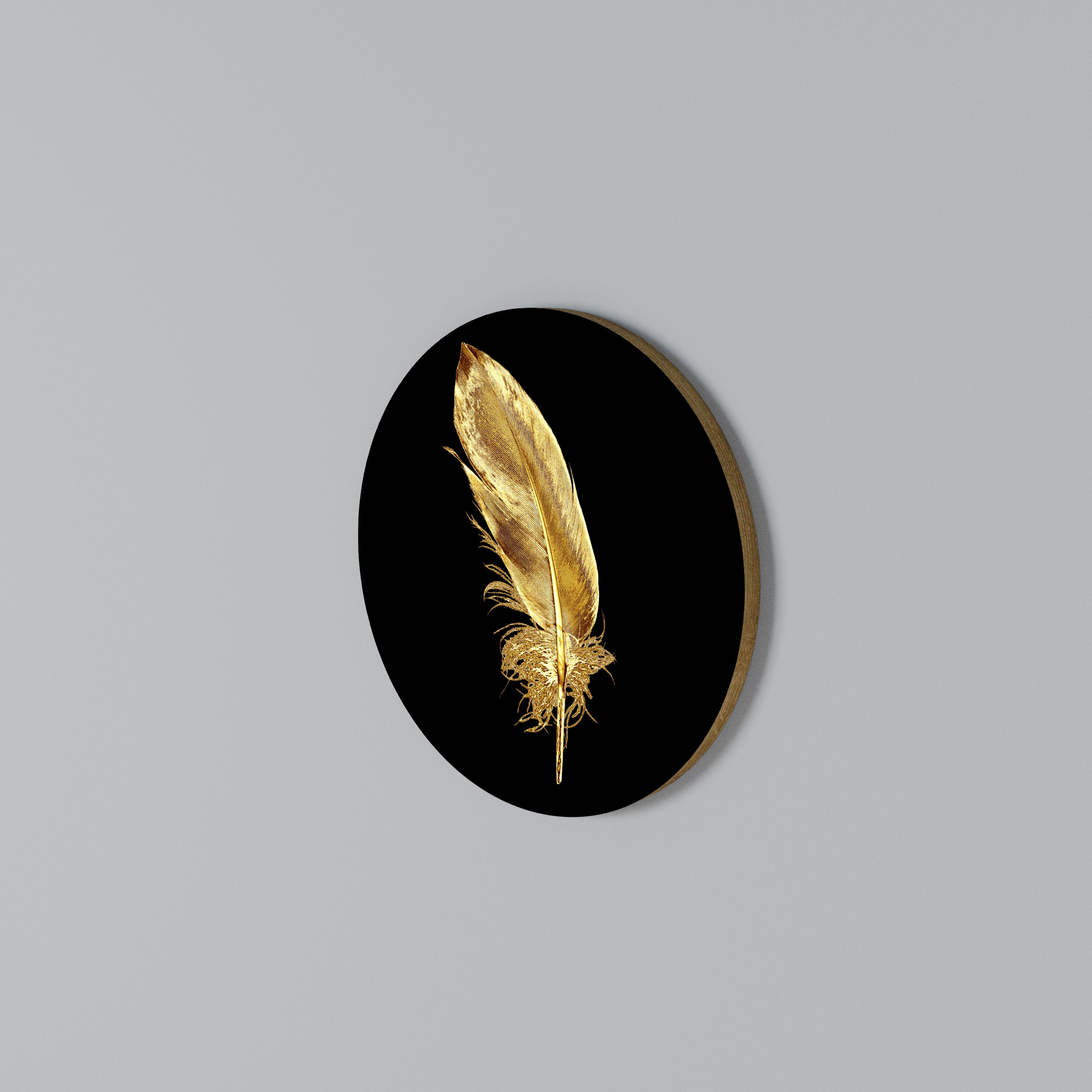 SHIMMERING FEATHER GRACE Round Wall Art