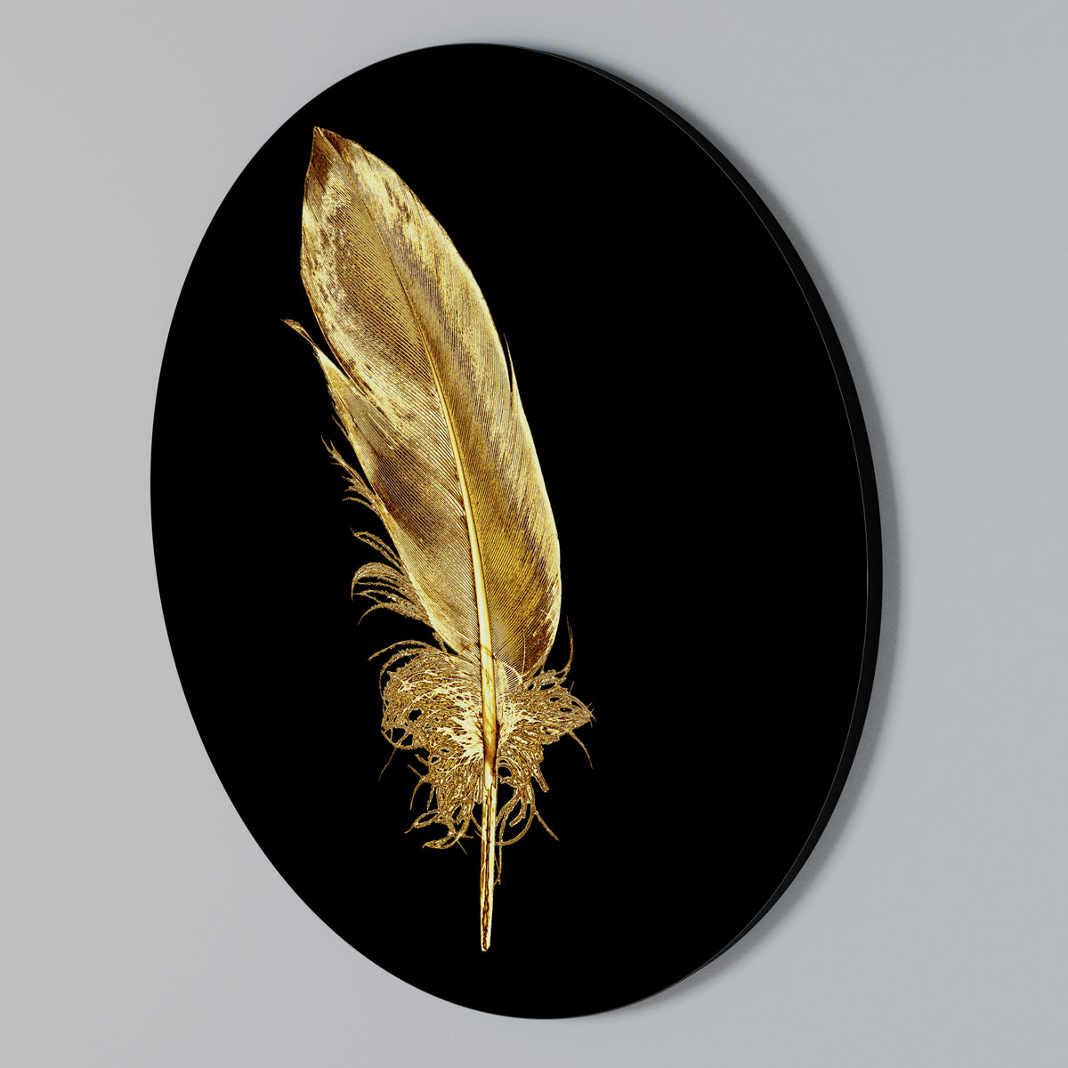 SHIMMERING FEATHER GRACE Rundes Wandbild