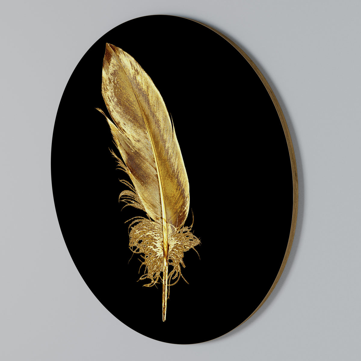 SHIMMERING FEATHER GRACE Rundes Wandbild