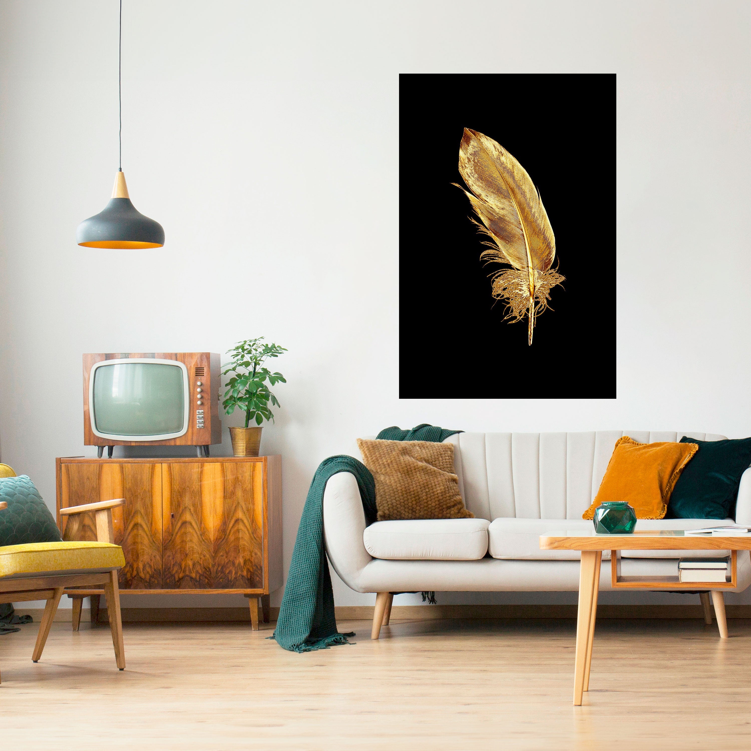 SHIMMERING FEATHER GRACE Vertikales Poster zum Abziehen und Aufkleben