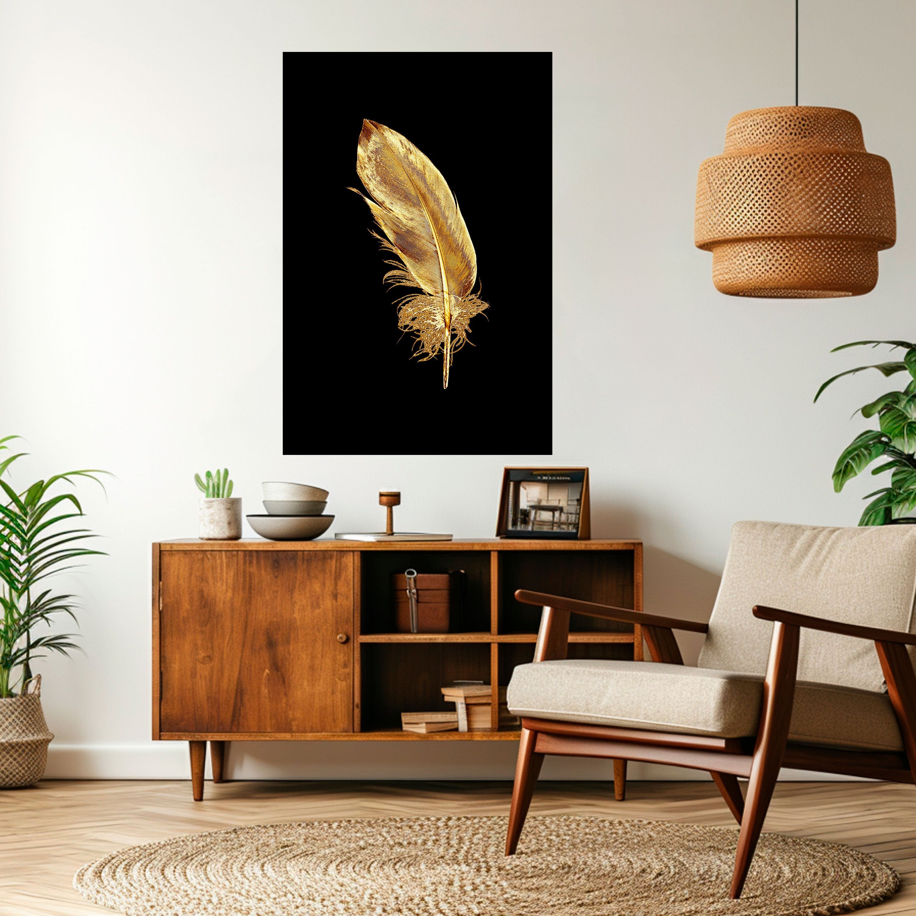SHIMMERING FEATHER GRACE Vertikales Poster zum Abziehen und Aufkleben
