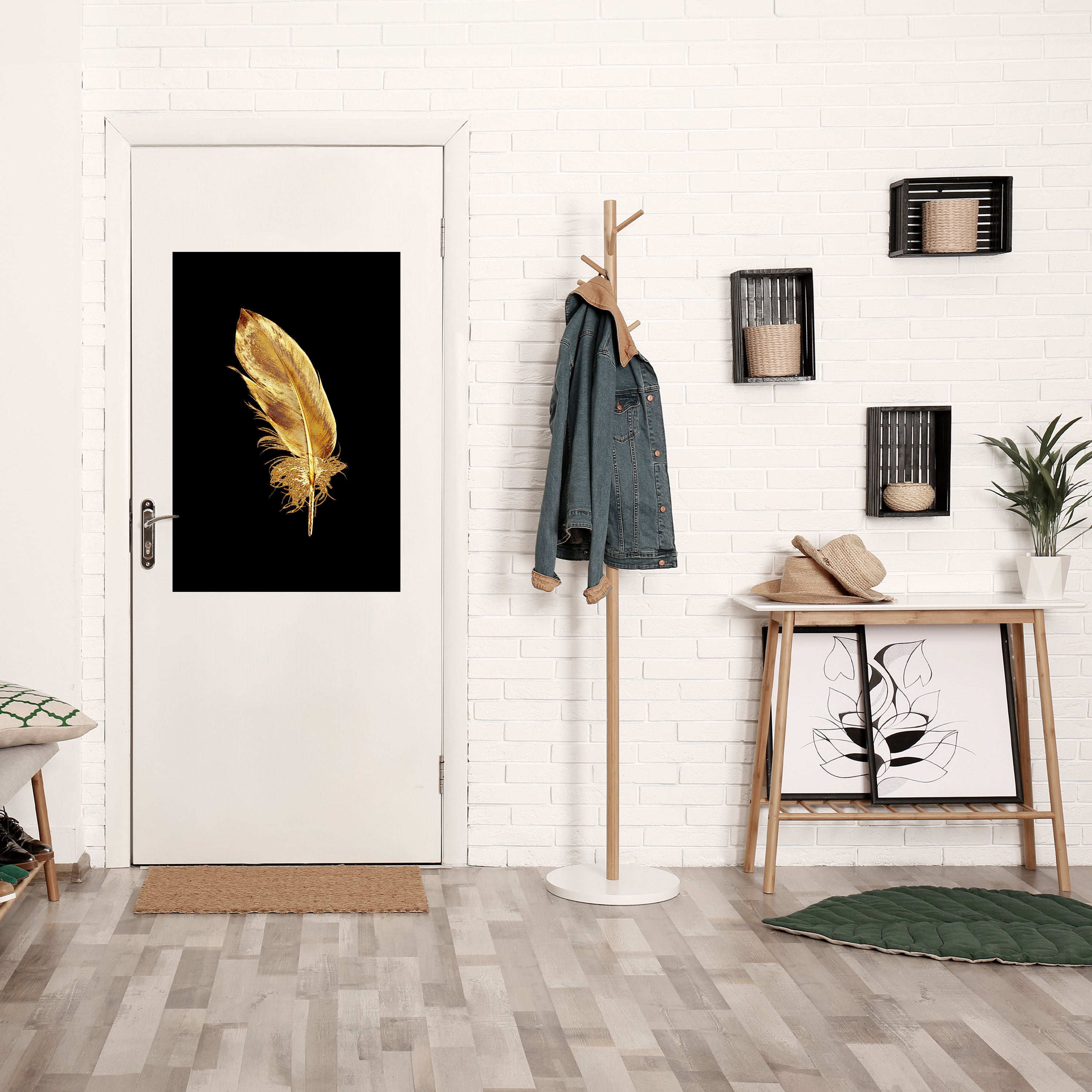 SHIMMERING FEATHER GRACE Vertikales Poster zum Abziehen und Aufkleben