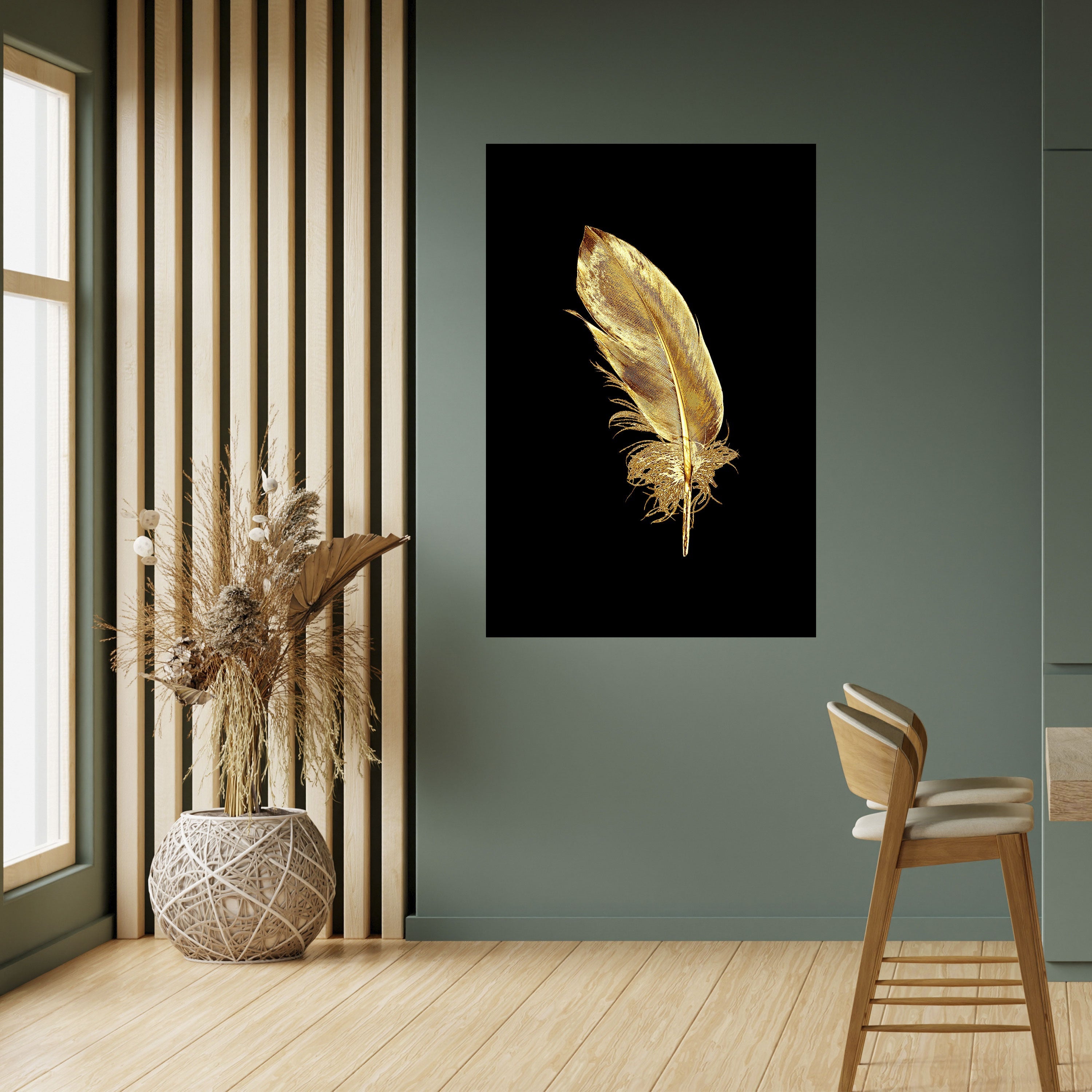 SHIMMERING FEATHER GRACE Vertikales Poster zum Abziehen und Aufkleben