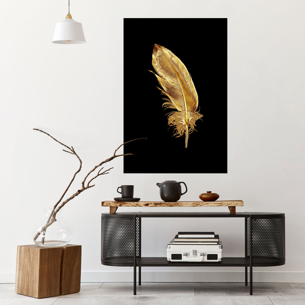 SHIMMERING FEATHER GRACE Vertikales Poster zum Abziehen und Aufkleben