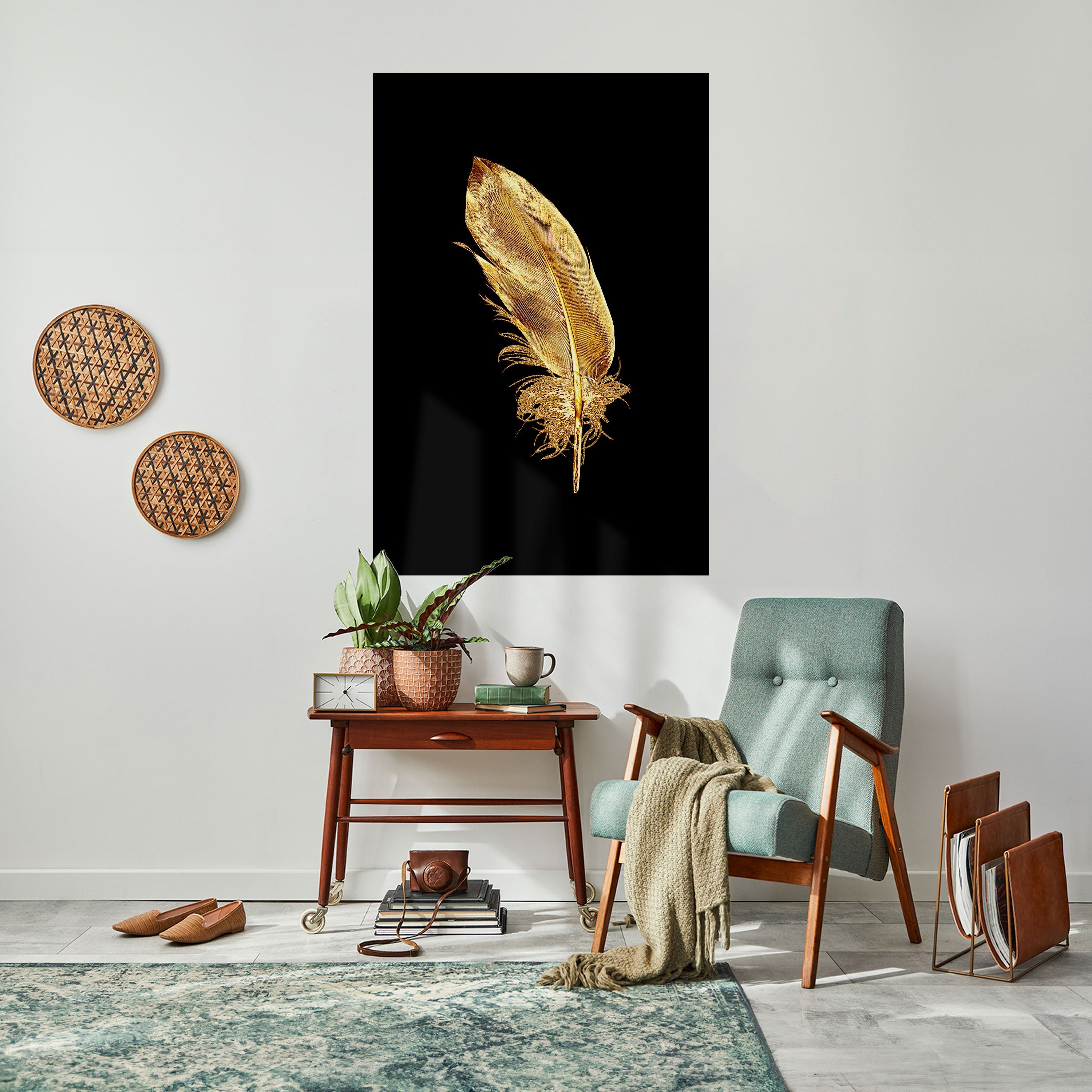 SHIMMERING FEATHER GRACE Vertikales Poster zum Abziehen und Aufkleben