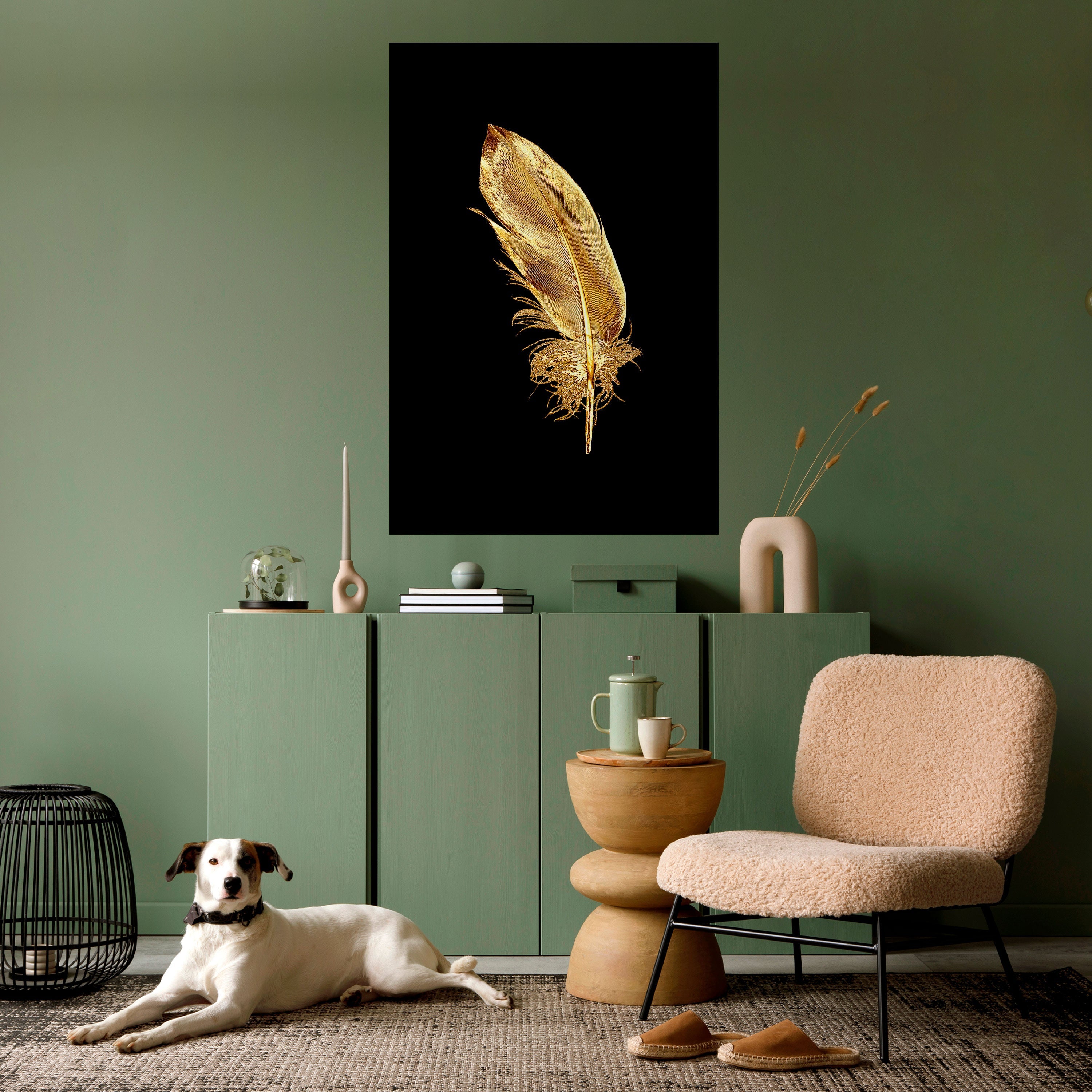 SHIMMERING FEATHER GRACE Vertikales Poster zum Abziehen und Aufkleben