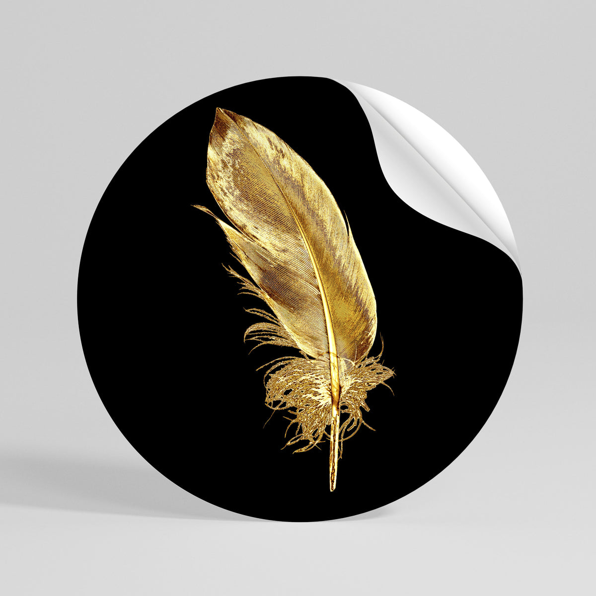 SHIMMERING FEATHER GRACE Runder Wandsticker zum Abziehen und Aufkleben