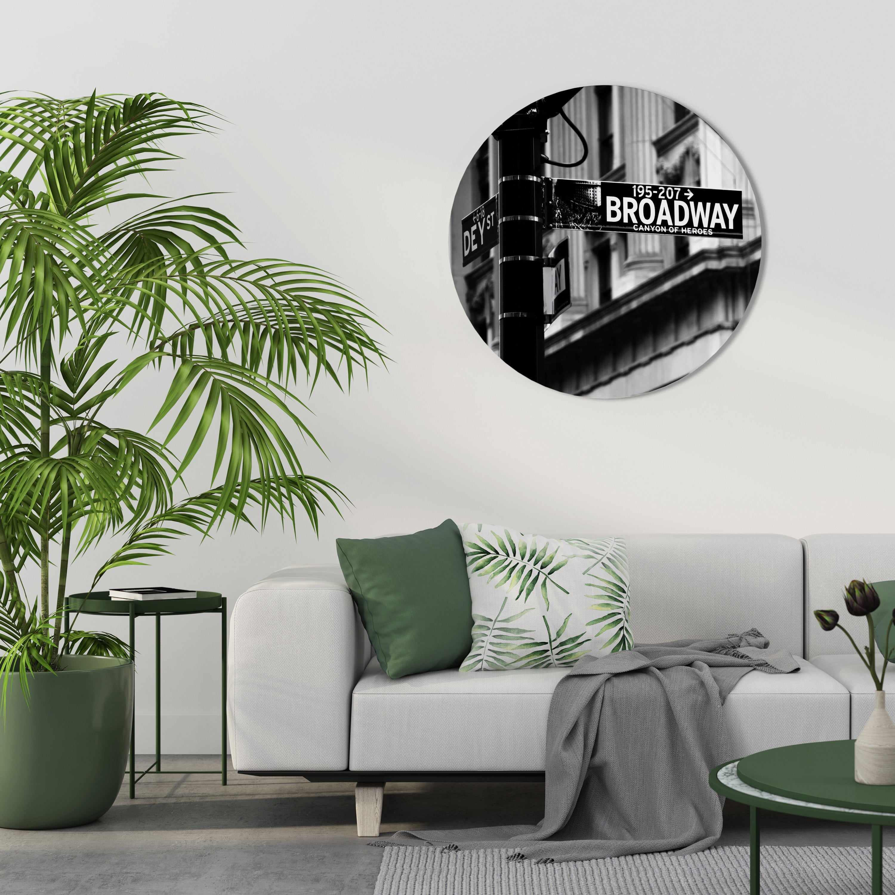 BROADWAY SIGN Runde Wanddekoration Ø 69 cm