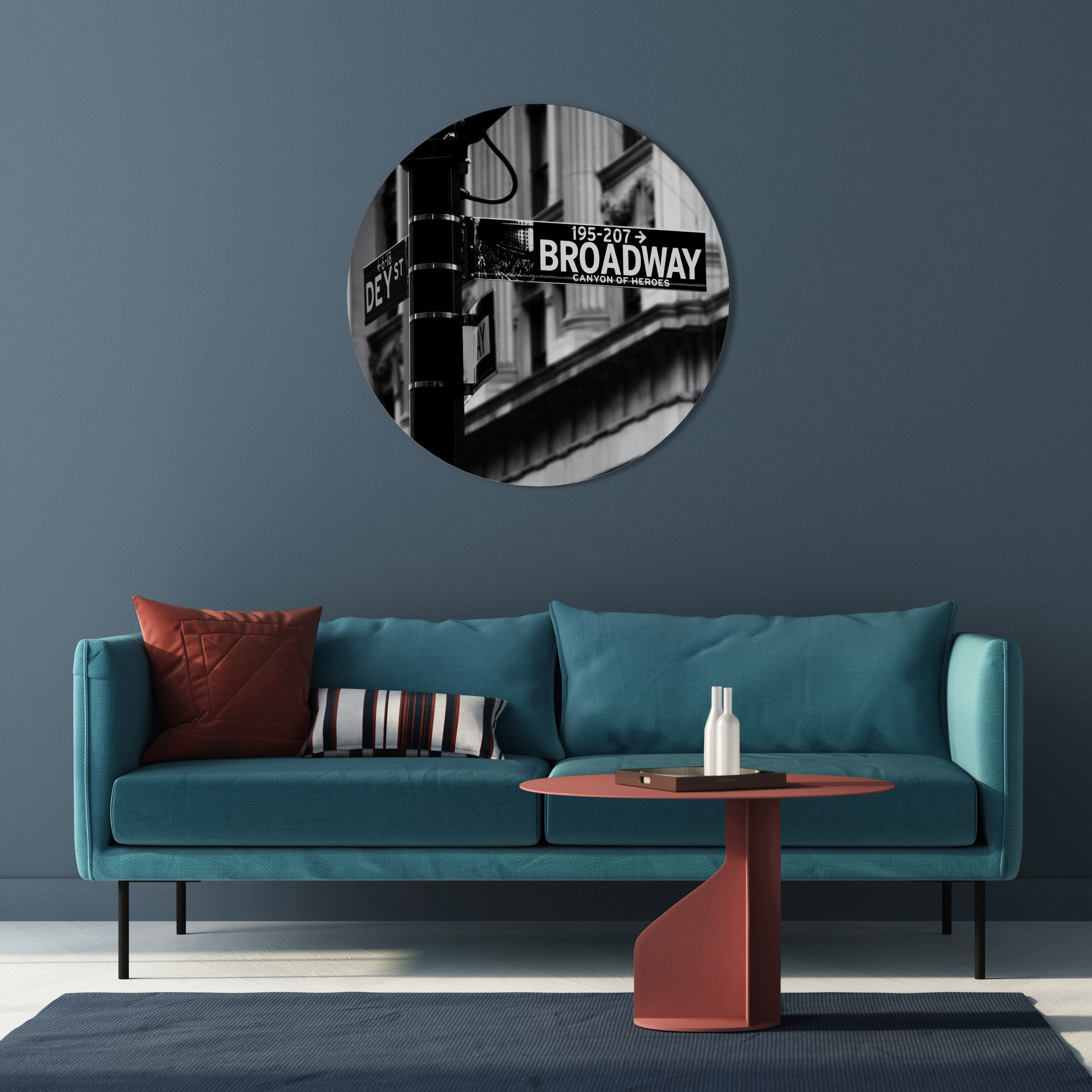 BROADWAY SIGN Runde Wanddekoration Ø 69 cm