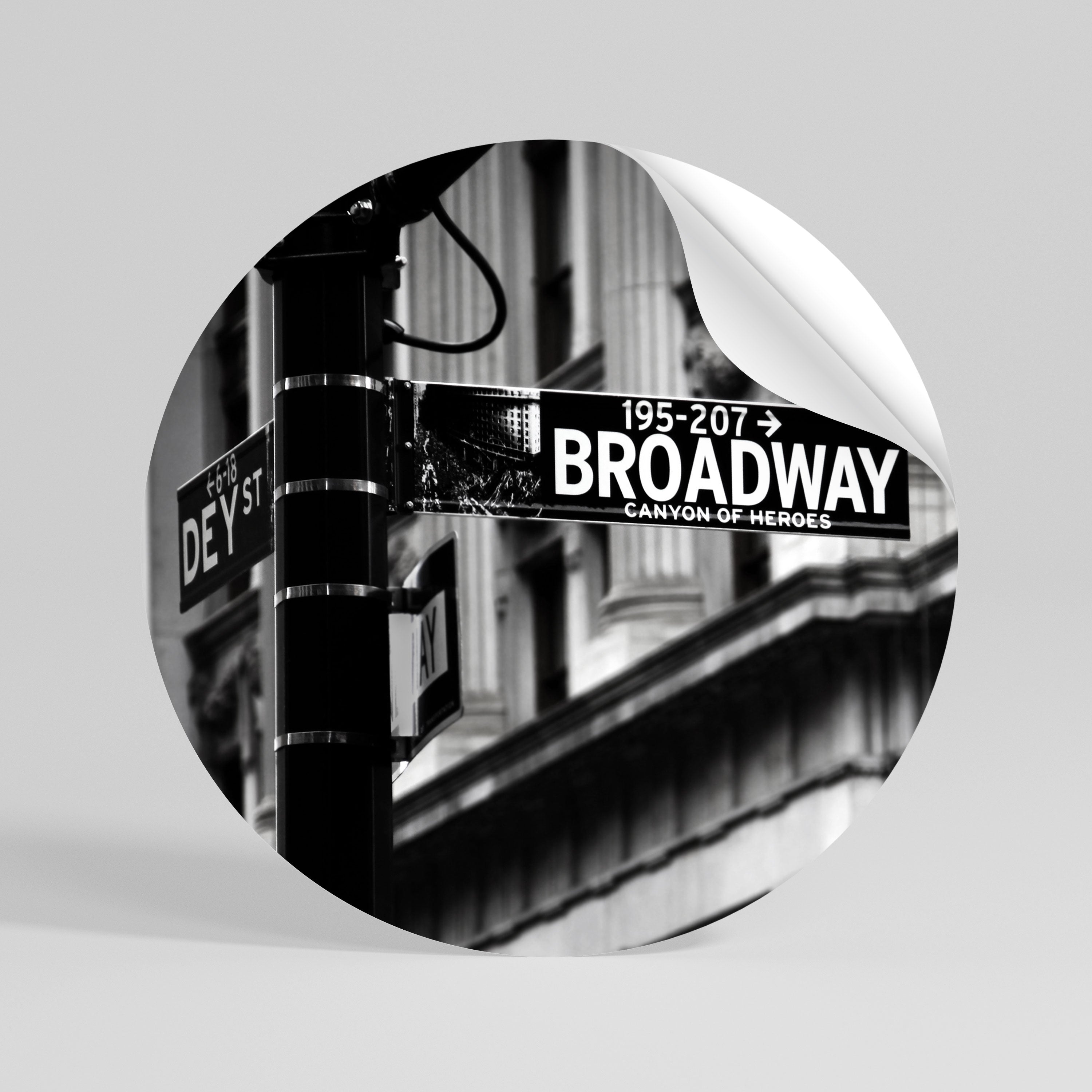 BROADWAY SIGN Peel and Stick Round Sticker