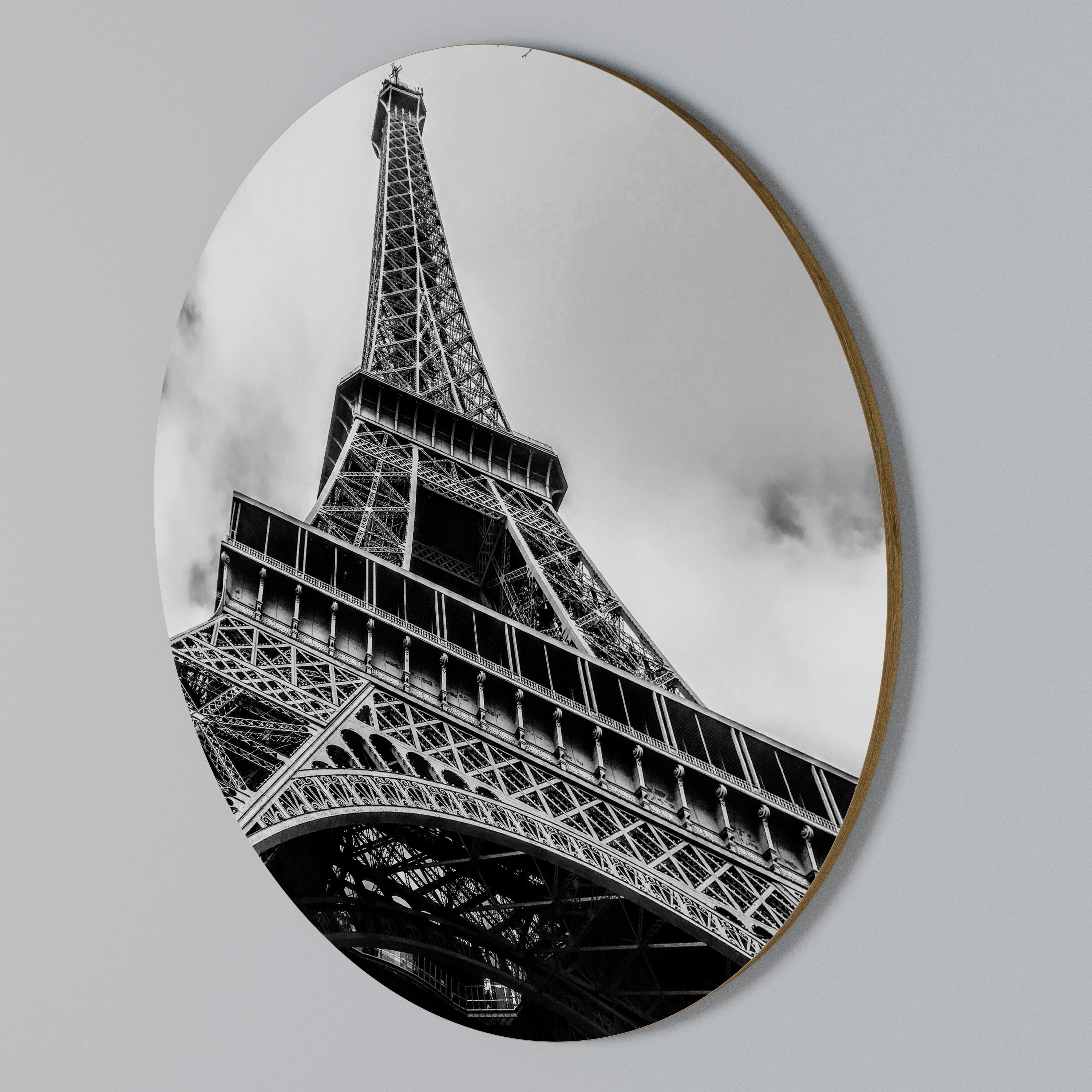 MONOCHROME PARISIAN ICON Round Wall Art