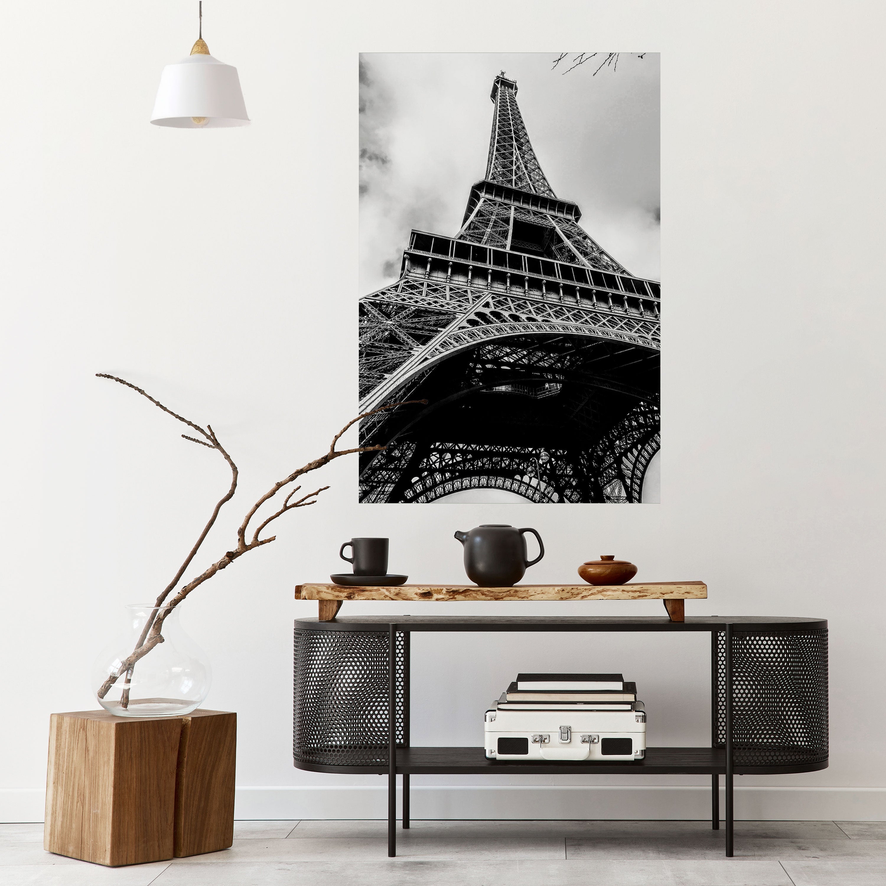 MONOCHROME PARISER IKONE Vertikales Poster zum Abziehen und Aufkleben