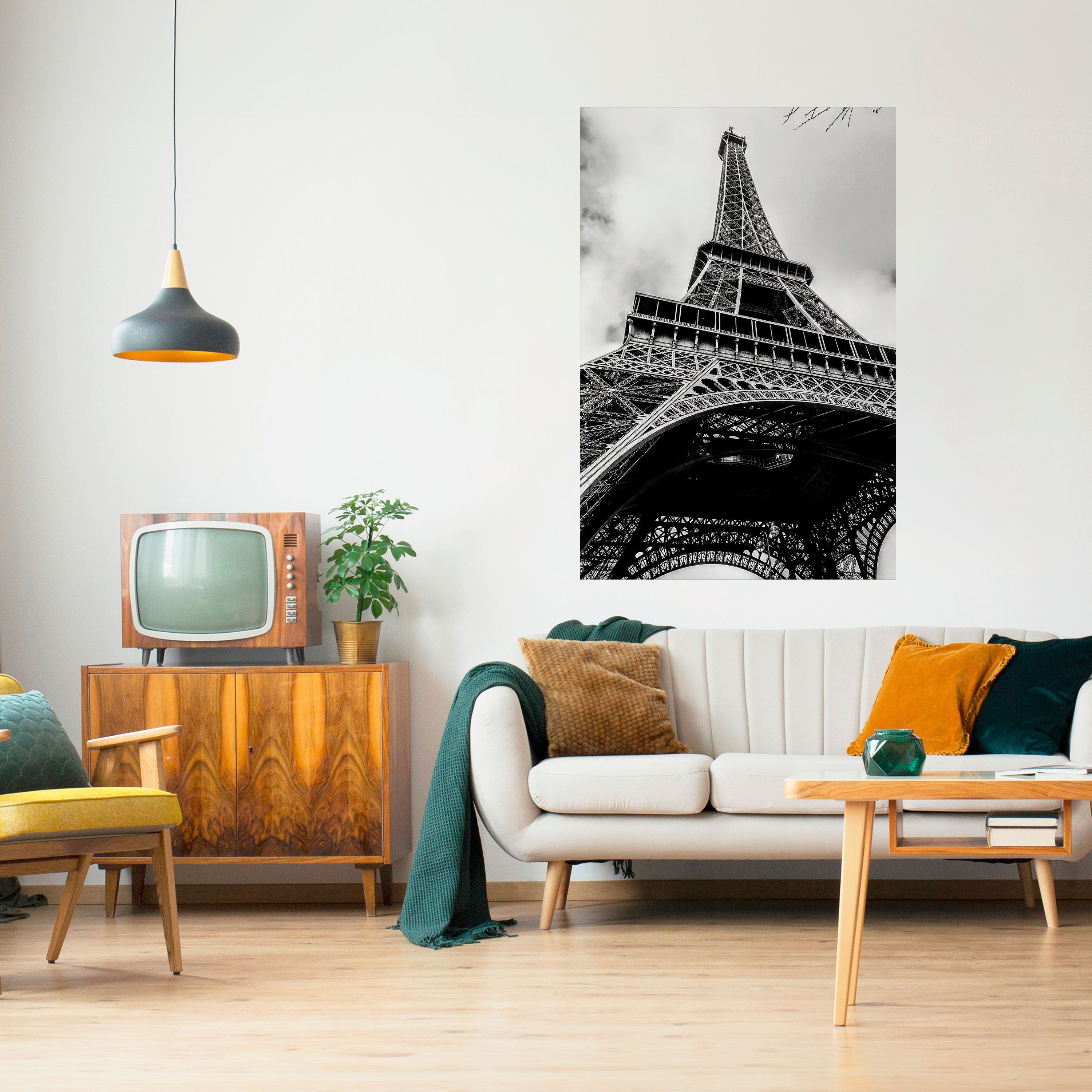 MONOCHROME PARISER IKONE Vertikales Poster zum Abziehen und Aufkleben