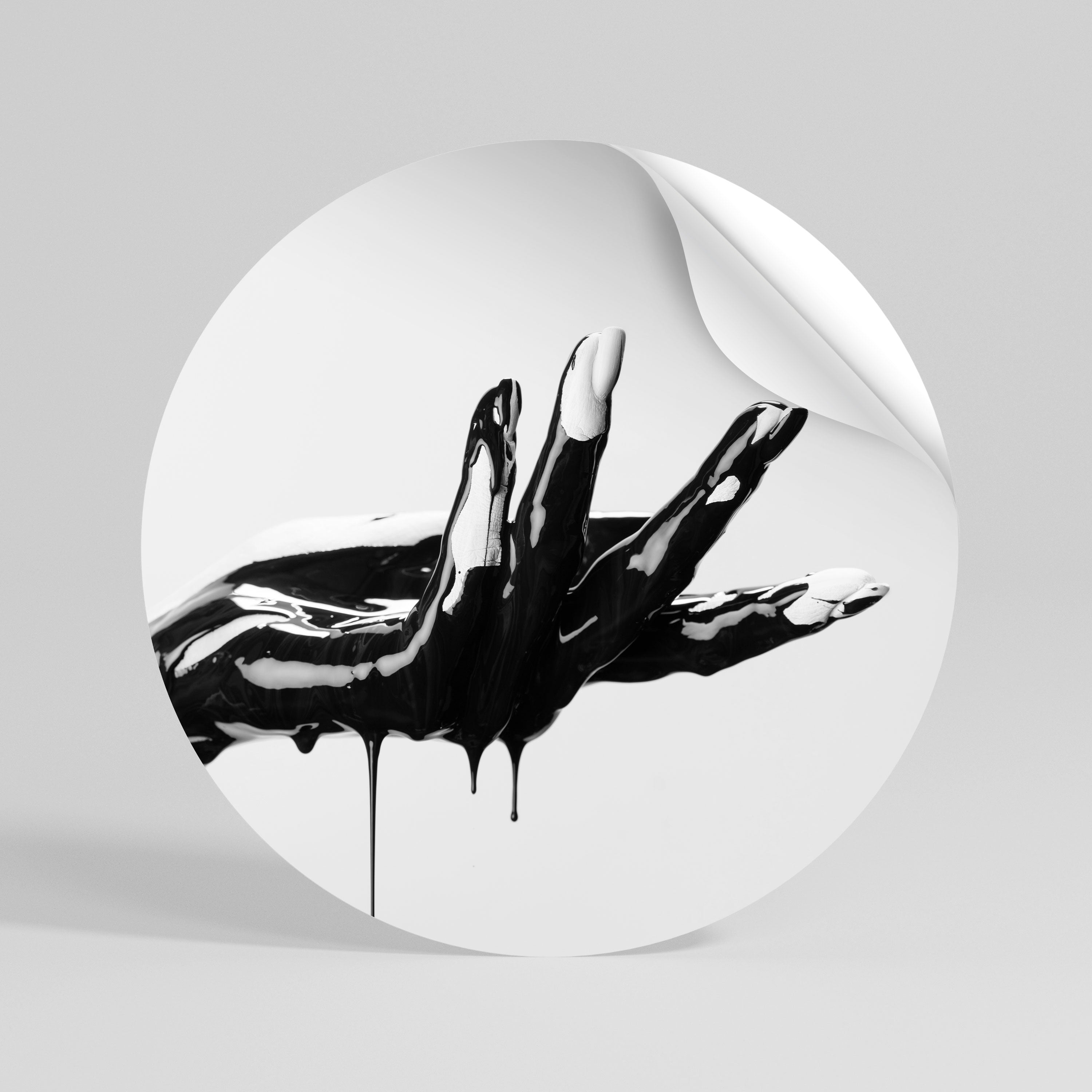 BLACK VISCOSITY Peel and Stick Round Sticker