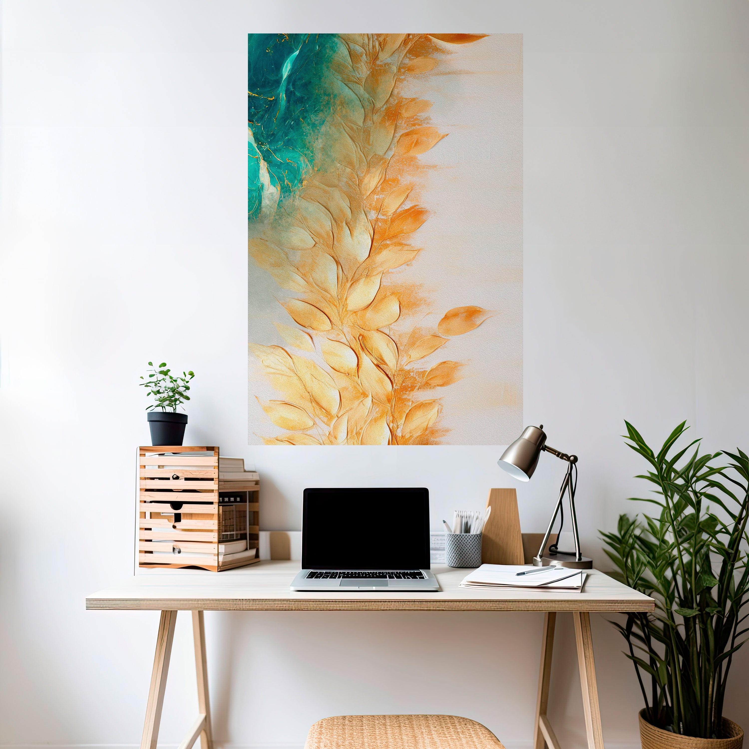Poster „Leaves in Radiance“ zum Abziehen und Aufkleben, vertikal